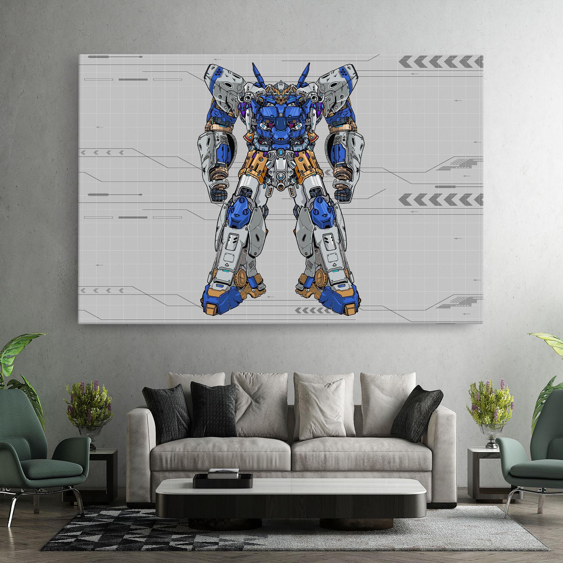 Tablou Canvas Blue Yellow Robot mockup 7