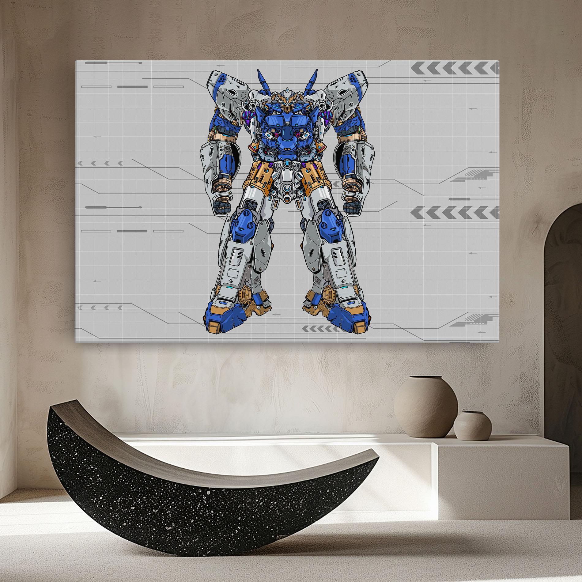 Tablou Canvas Blue Yellow Robot mockup 8