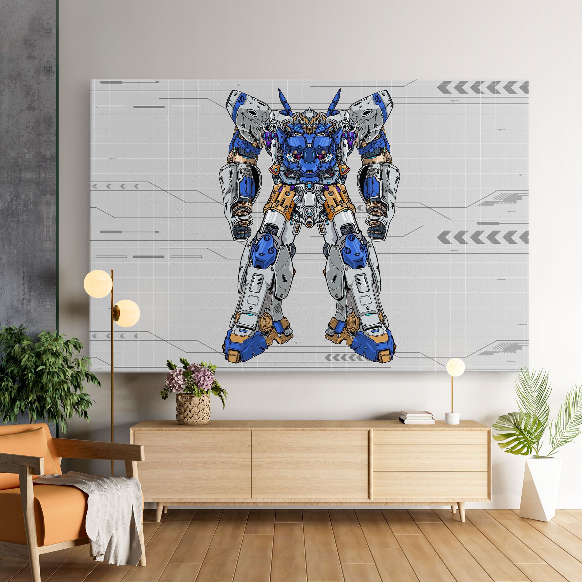 Blue Yellow Robot mockup 9