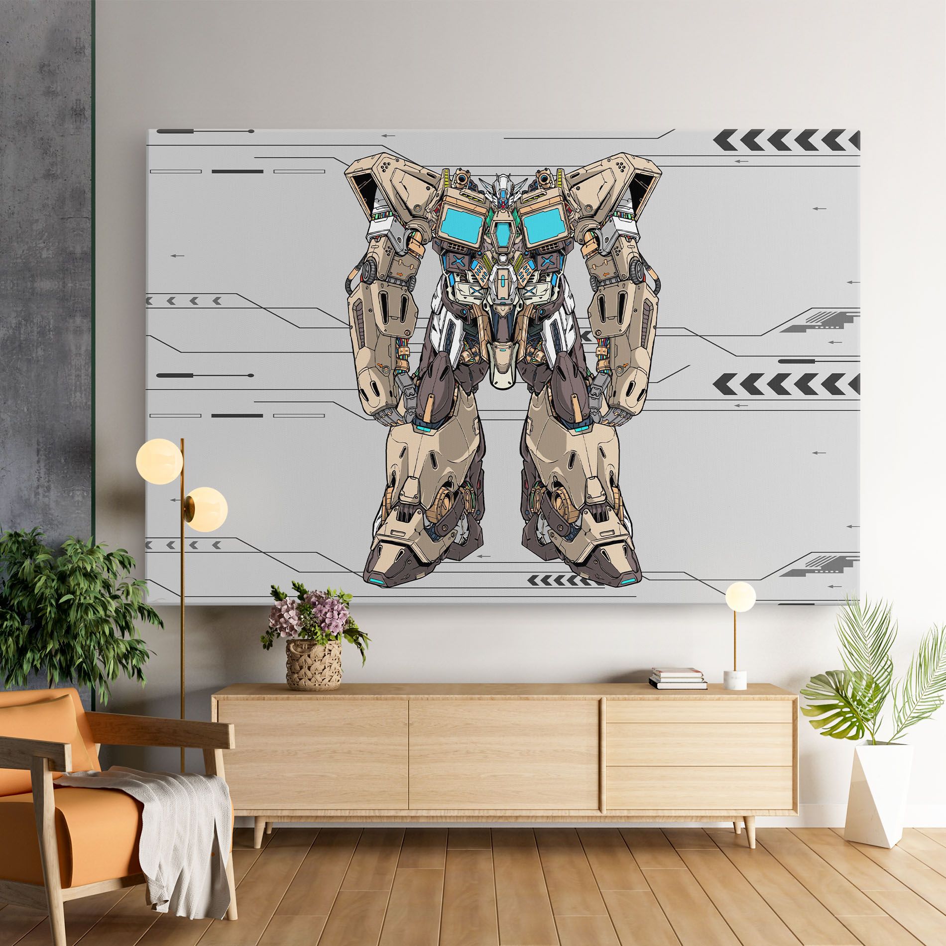 Cream Blue Robot mockup 9