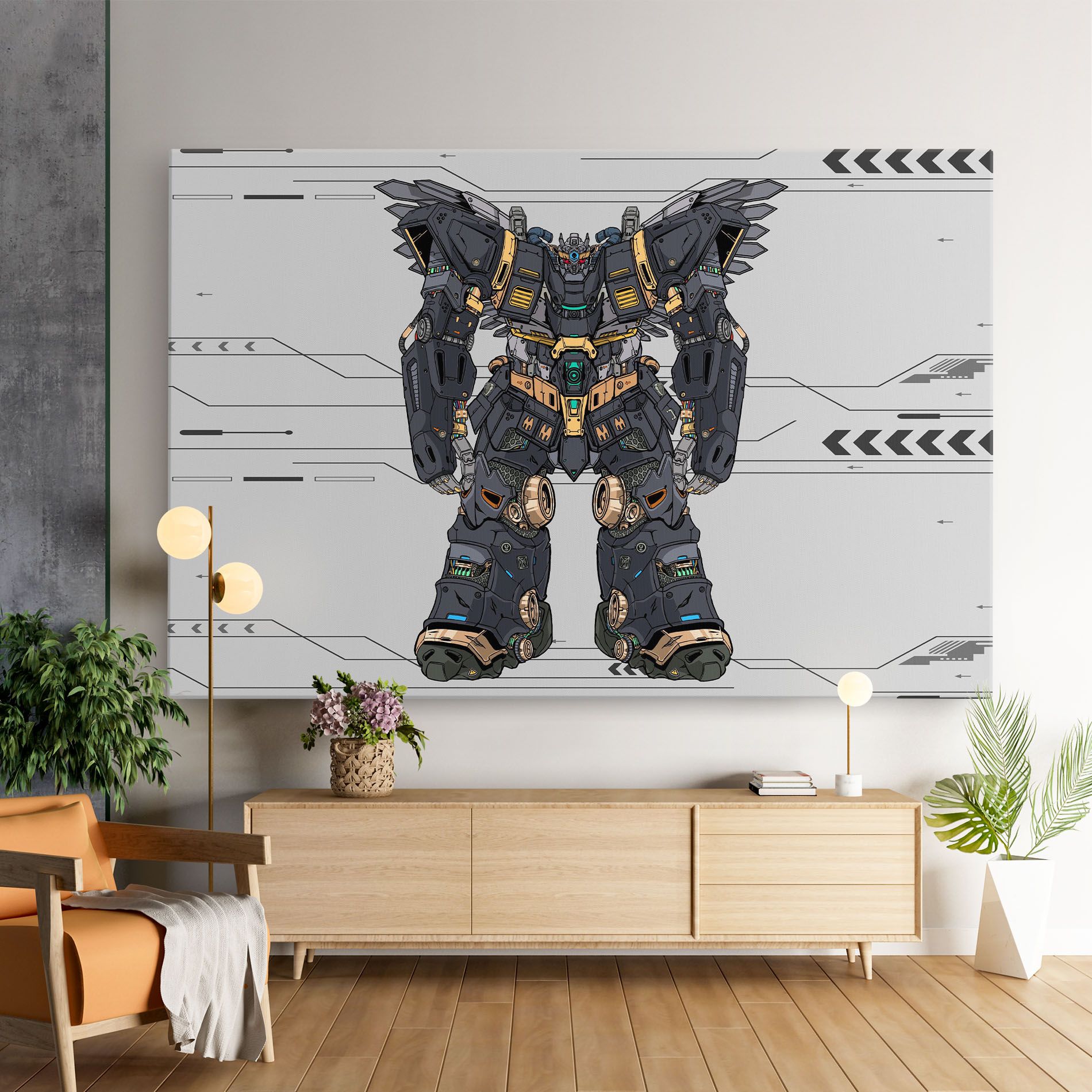 Grey Yelloy Robot mockup 9