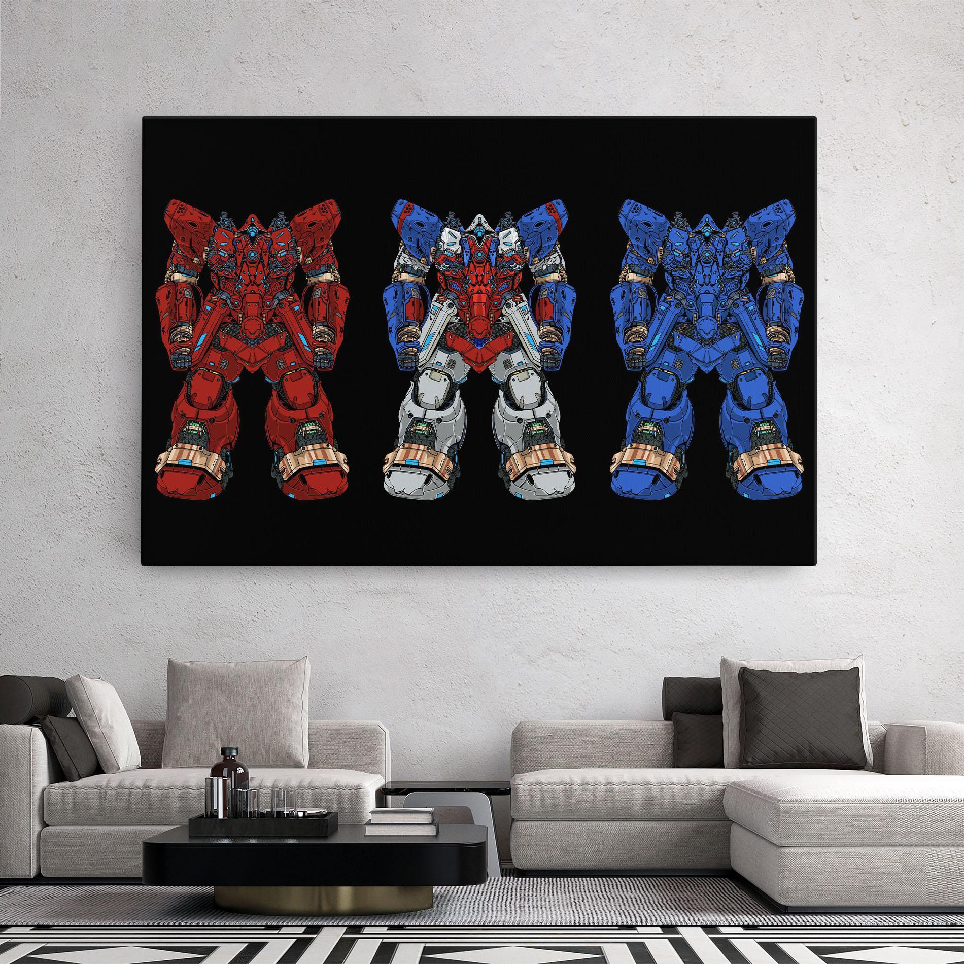 Tablou Canvas Blue Red Robots mockup 2