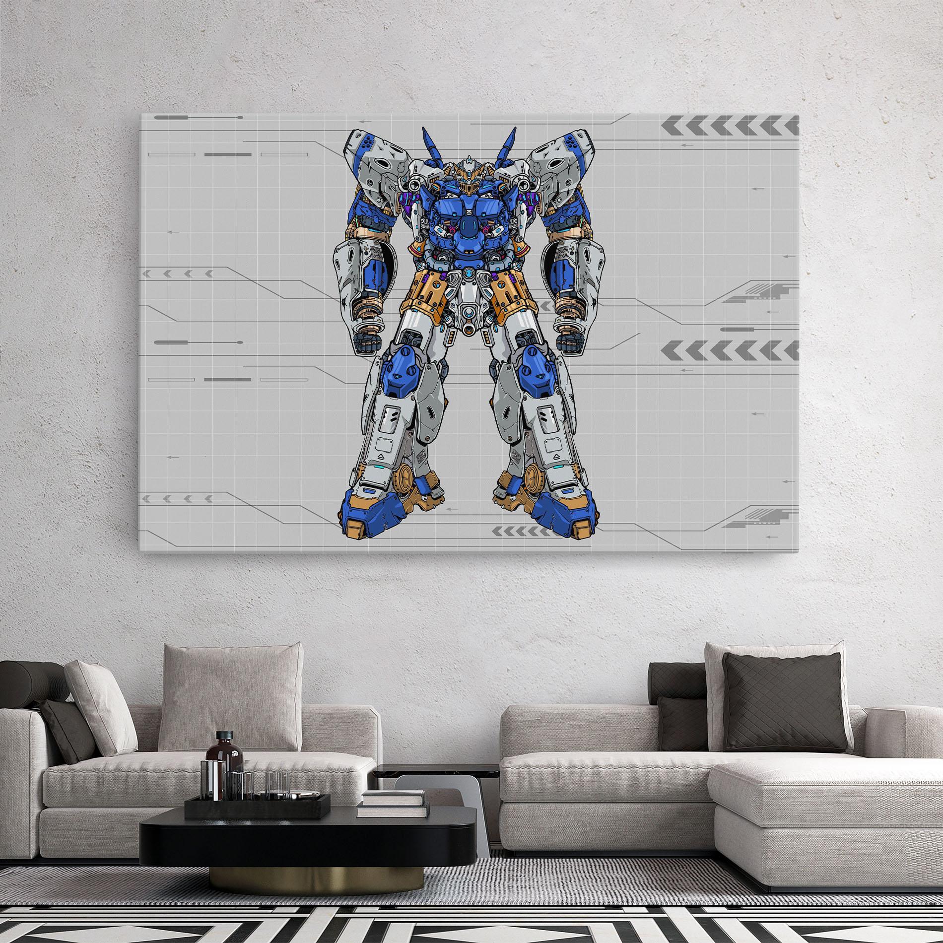 Tablou Canvas Blue Yellow Robot mockup 2