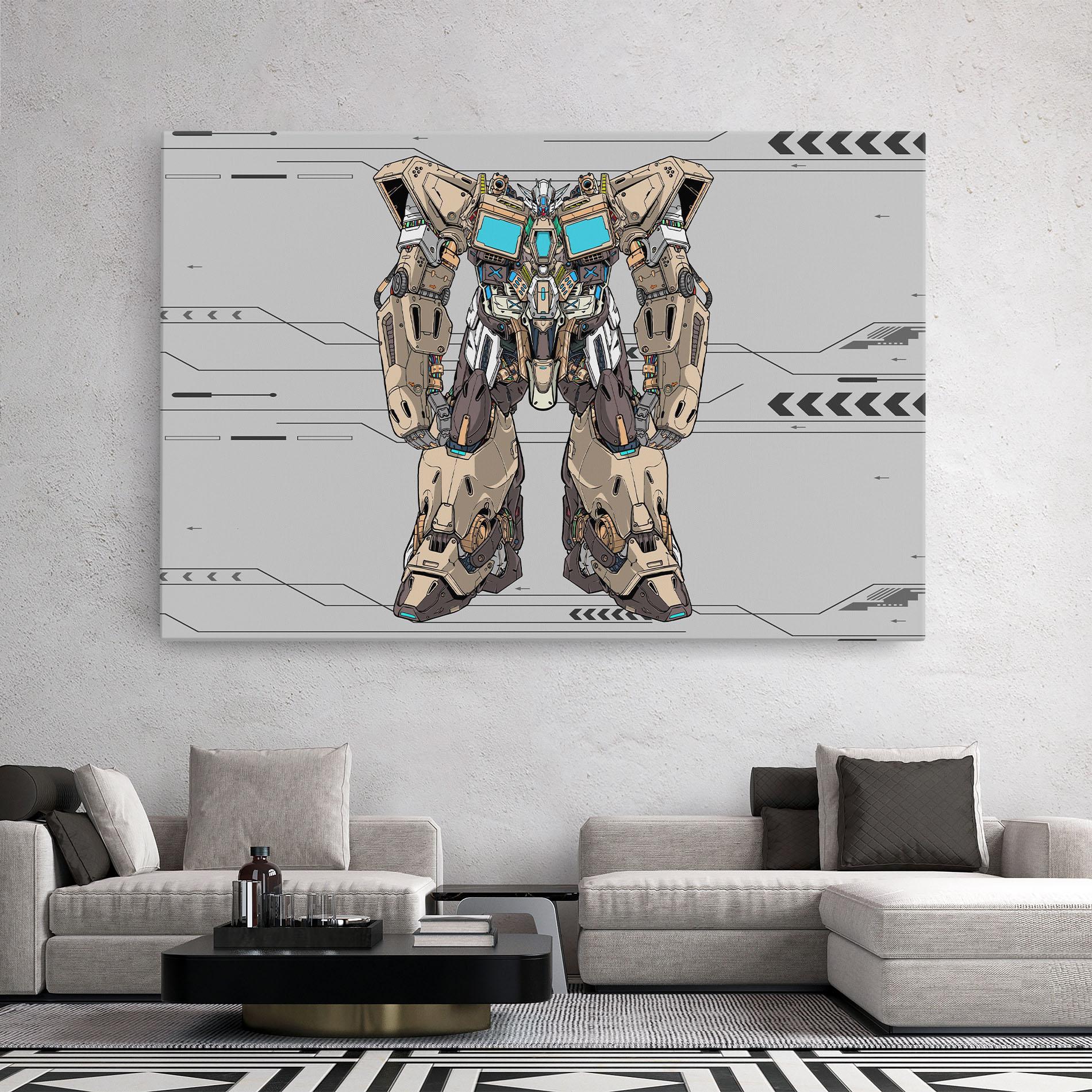 Tablou Canvas Cream Blue Robot mockup 2