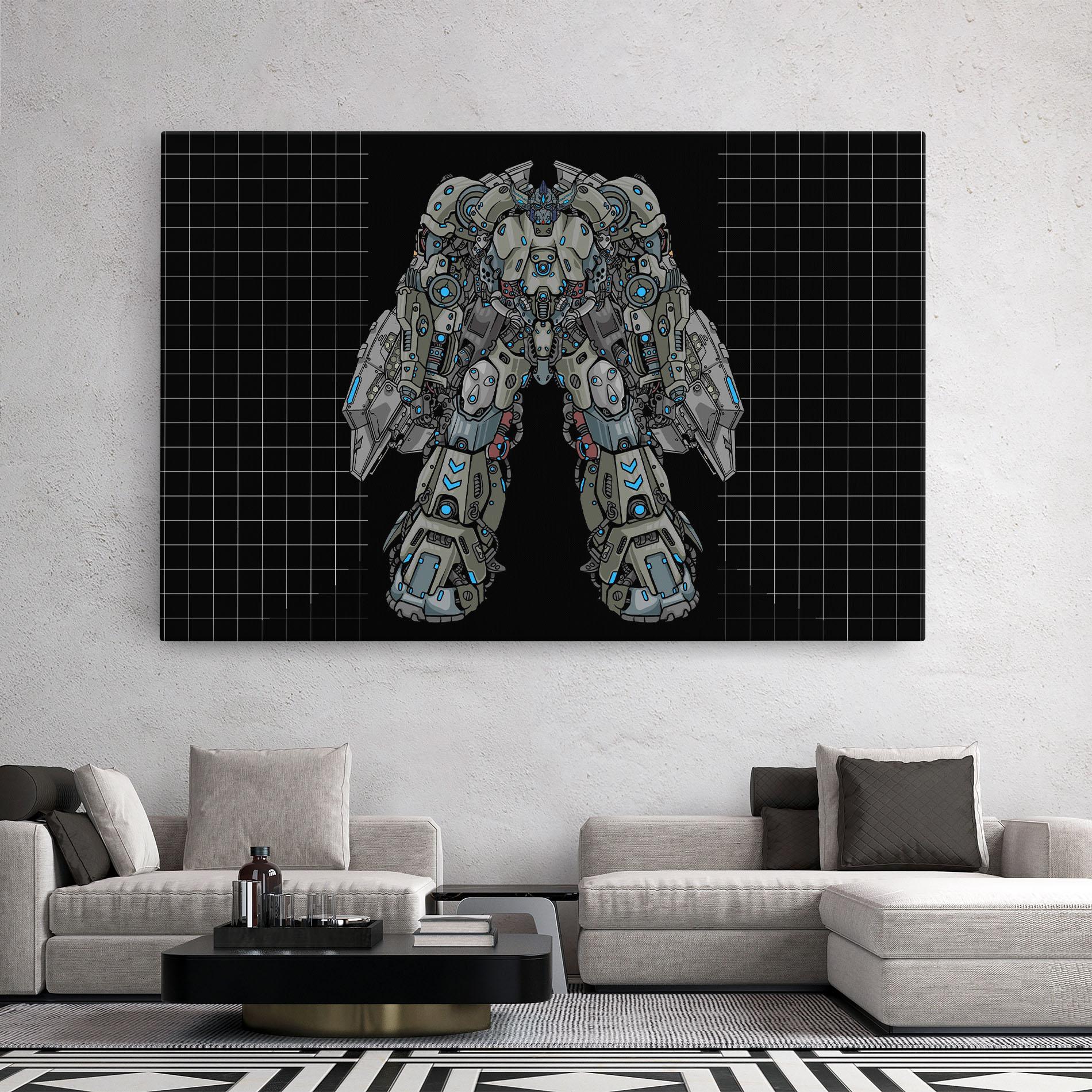 Tablou Canvas Grey Blue Robot mockup 2