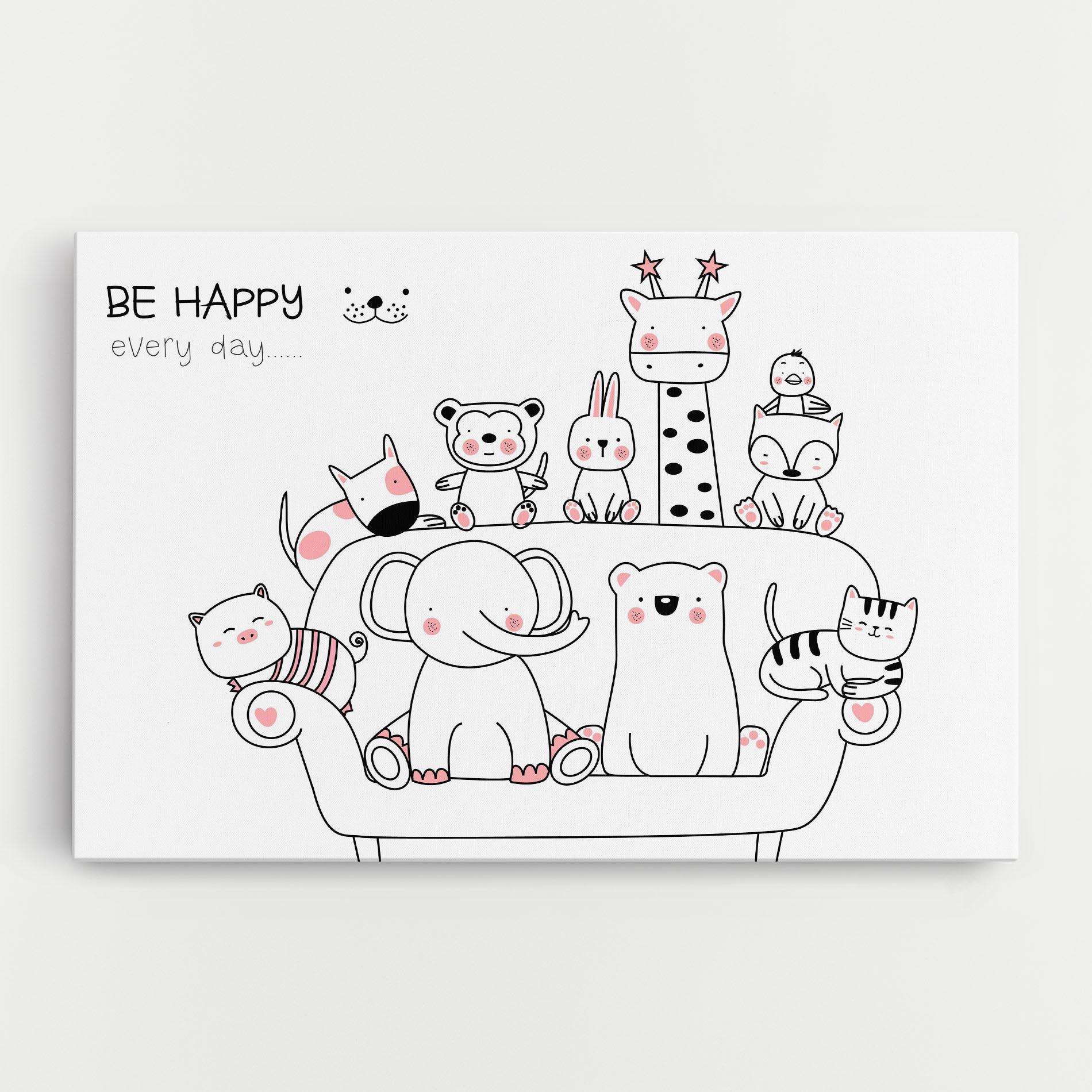 Tablou Canvas Be Happy Animals mockup 0