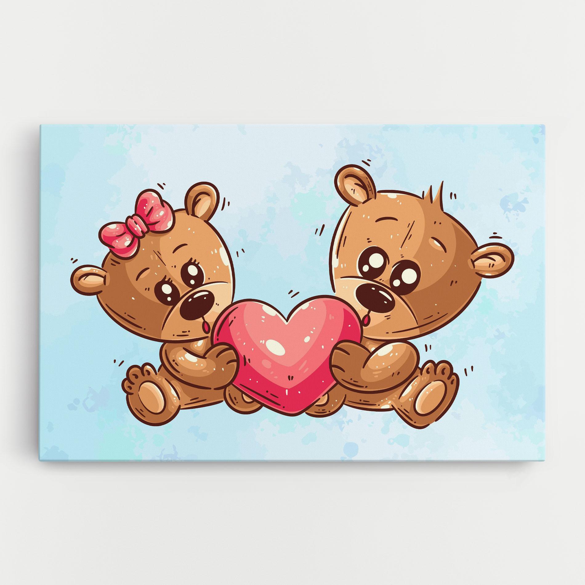 Tablou Canvas Bear Holding Heart mockup 0