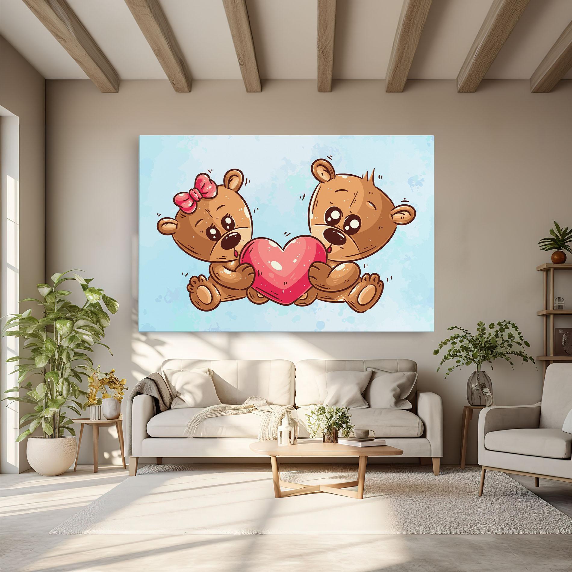 Tablou Canvas Bear Holding Heart mockup 6