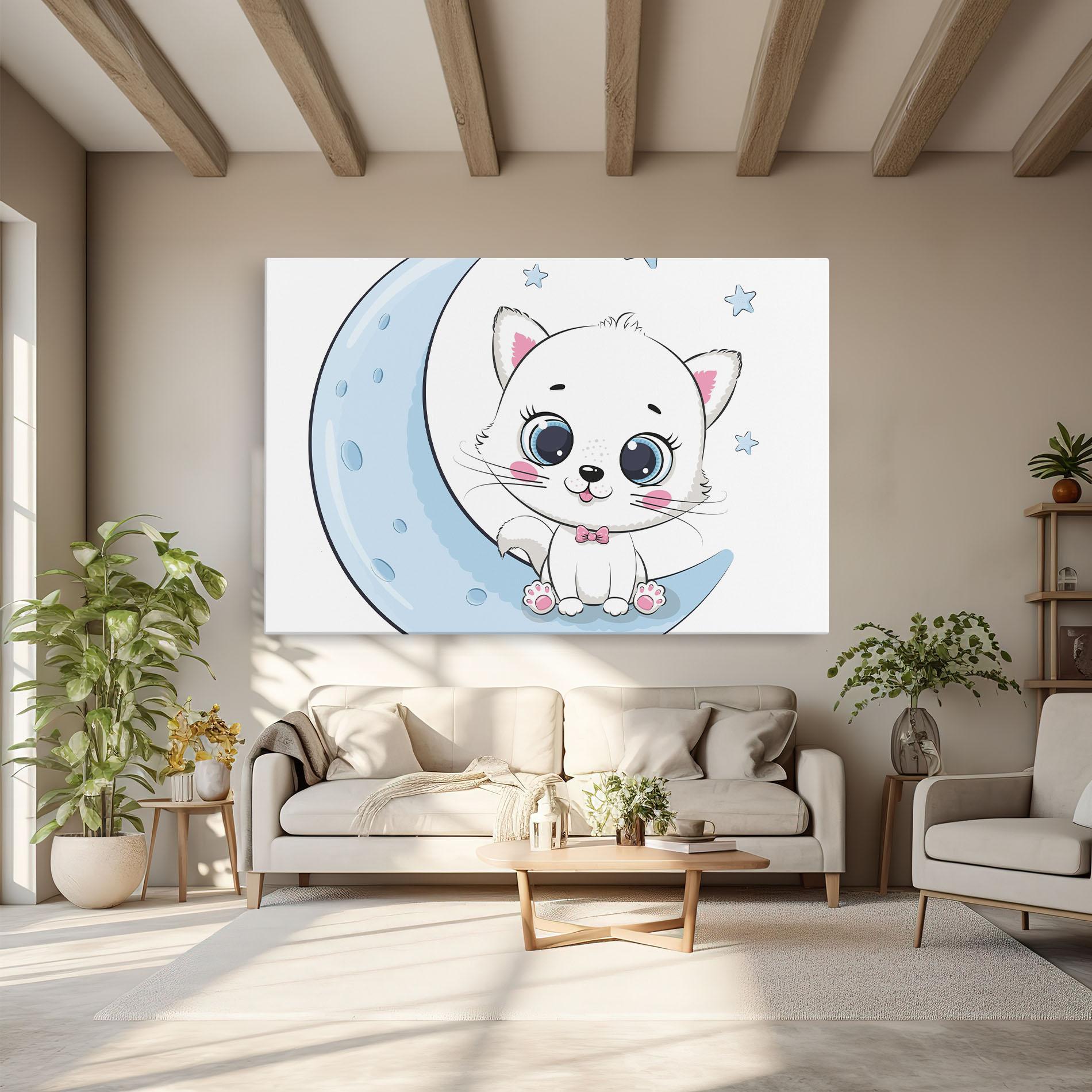 Tablou Canvas Blue Moon Cat mockup 6