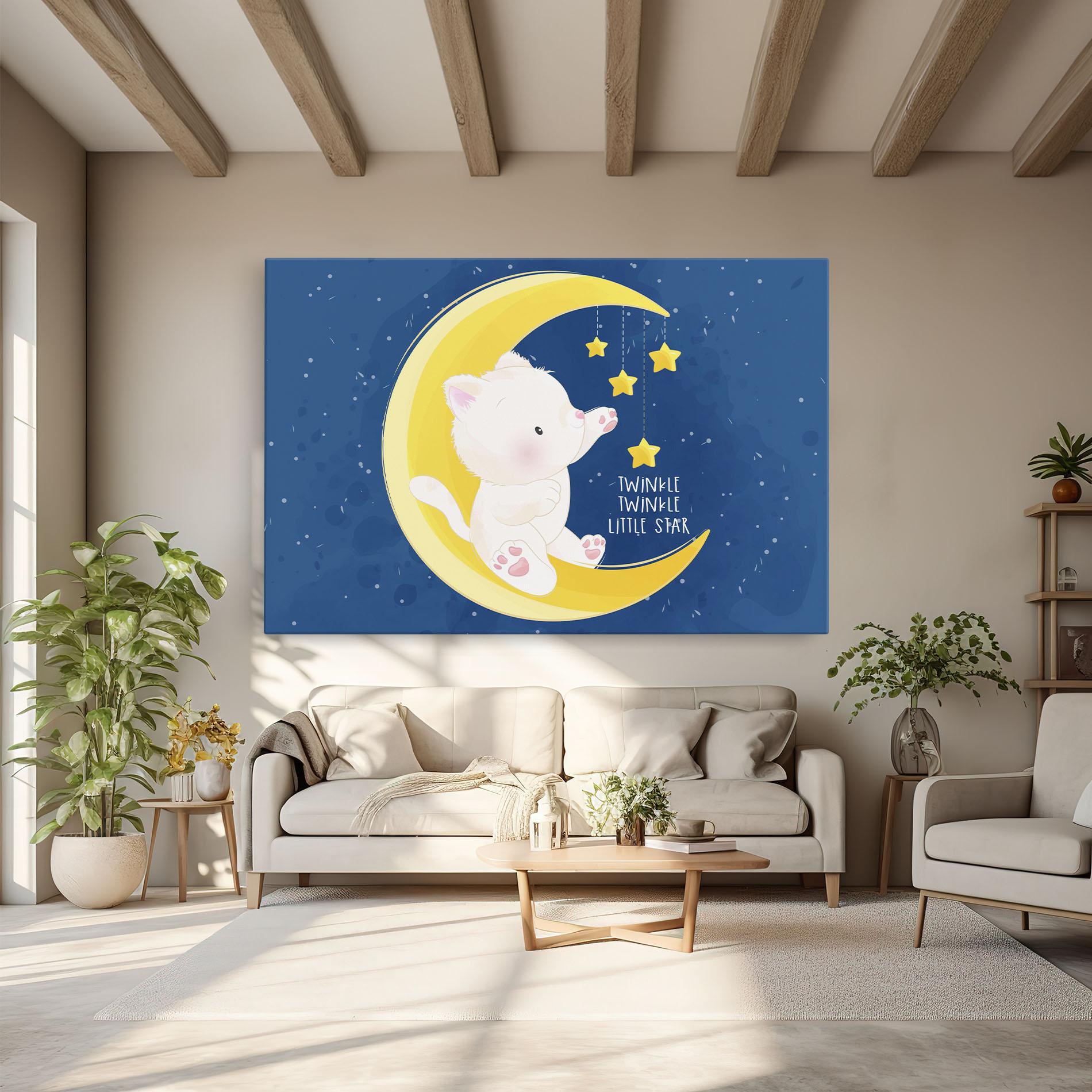 Tablou Canvas Cat Moon Star mockup 6