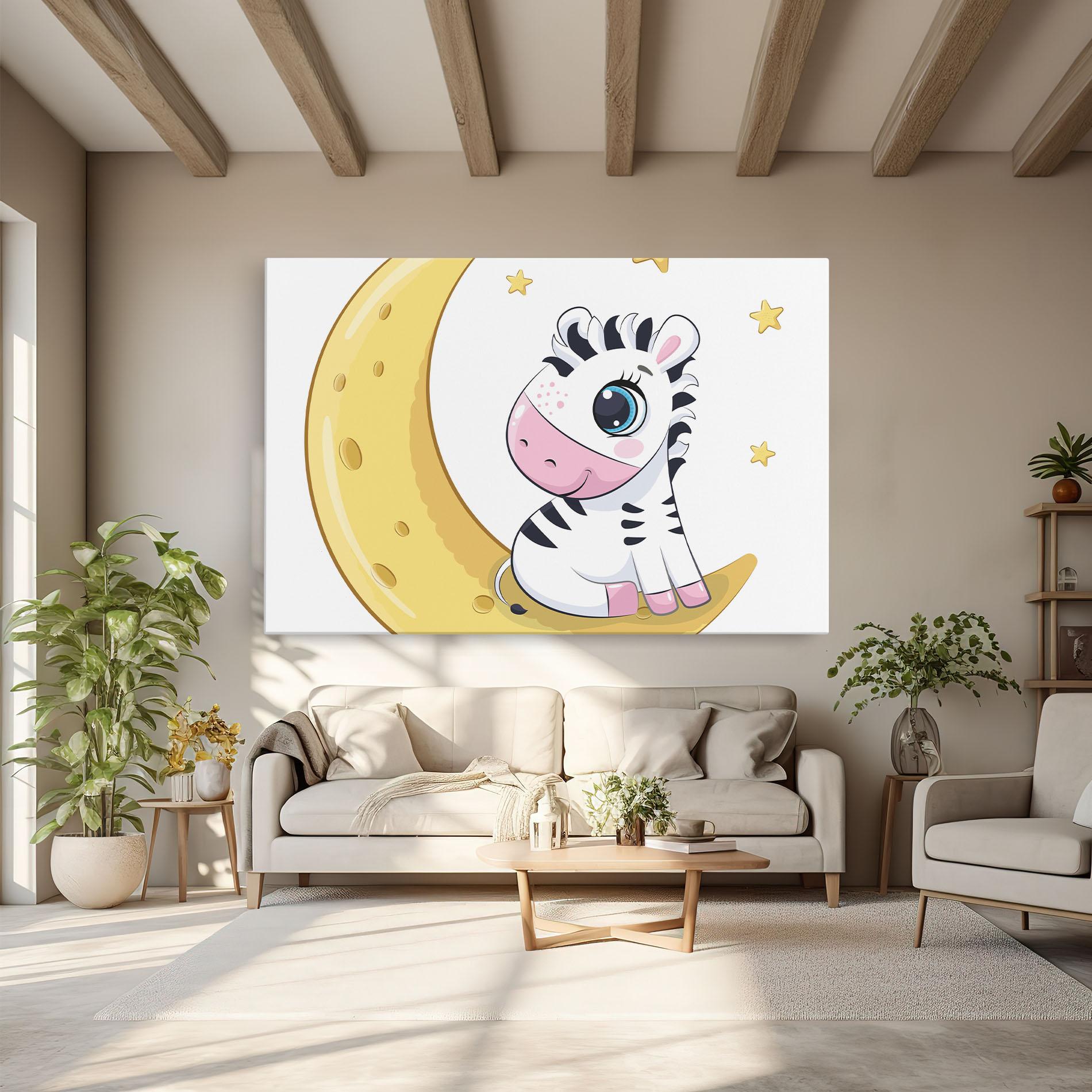 Tablou Canvas Cute Zebra Moon mockup 6