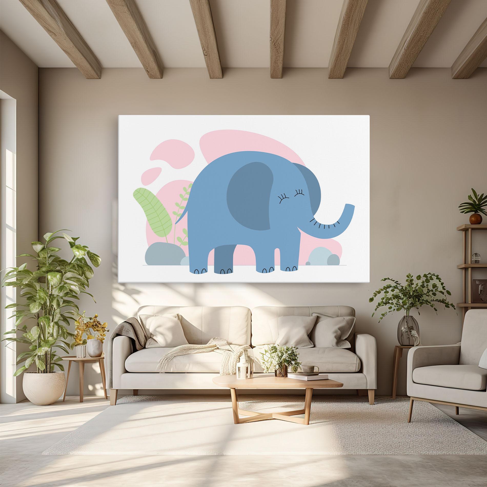 Tablou Canvas Leaf Cute Elephant mockup 6