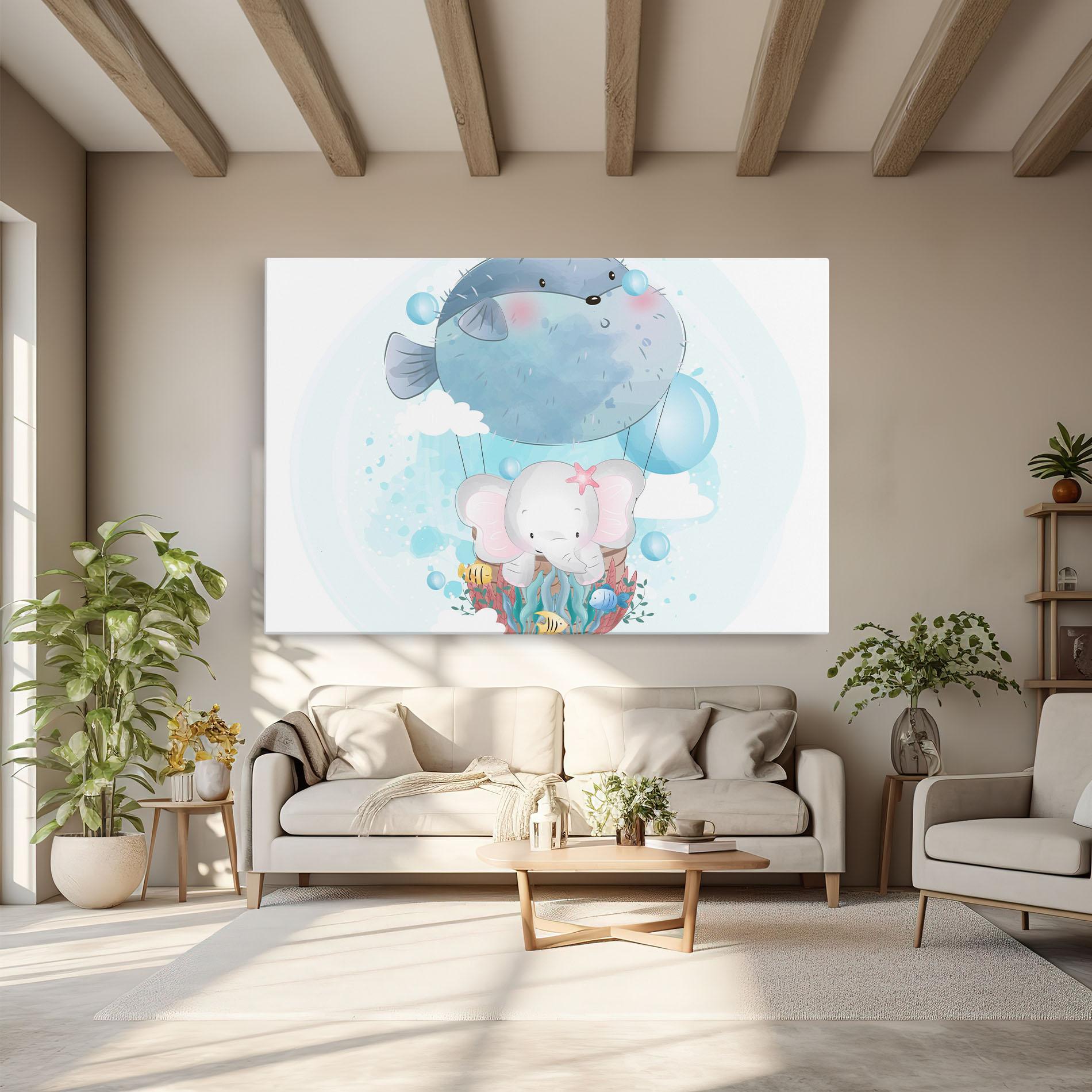 Tablou Canvas Swiming Elephant mockup 6