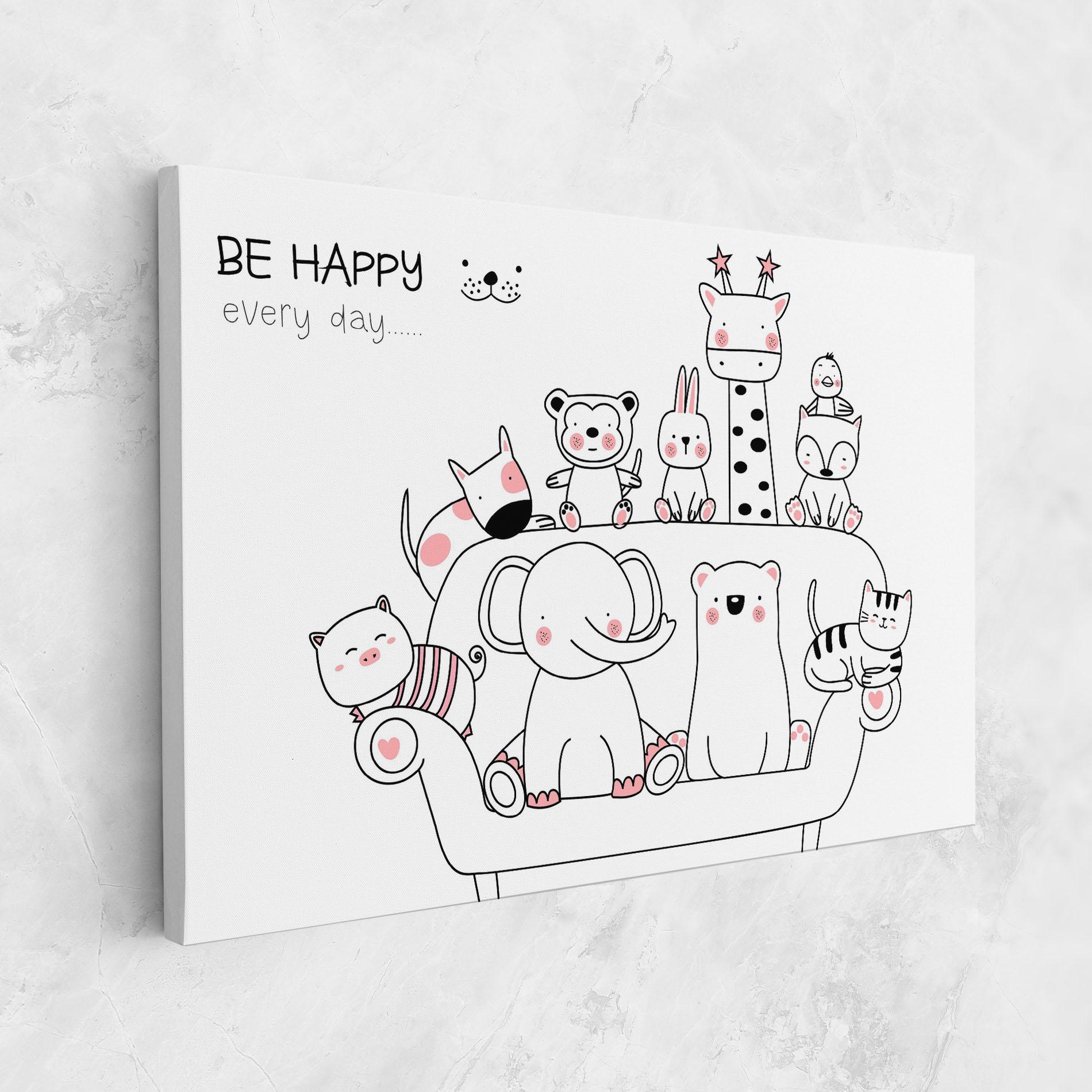 Tablou Canvas Be Happy Animals mockup 1