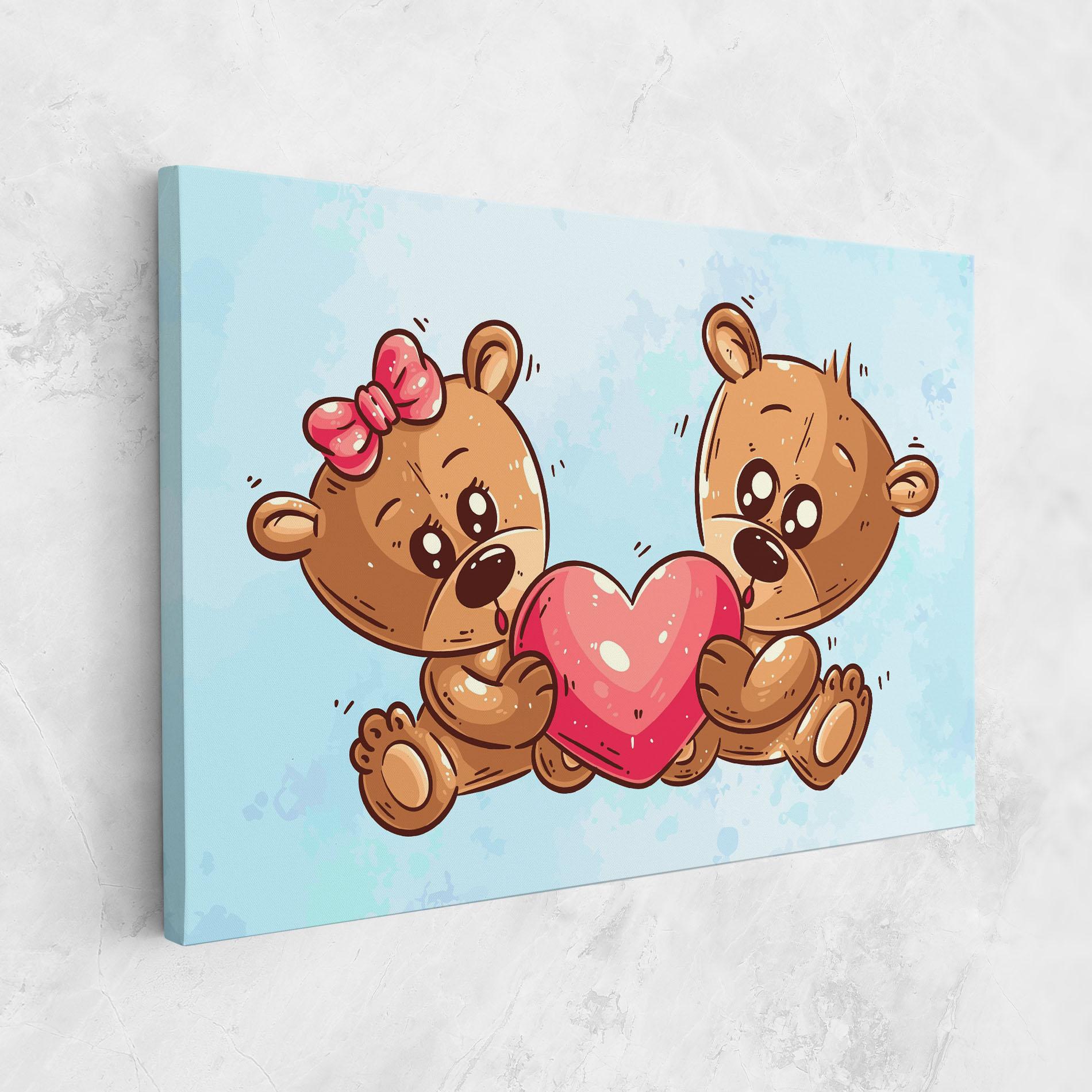 Tablou Canvas Bear Holding Heart mockup 1