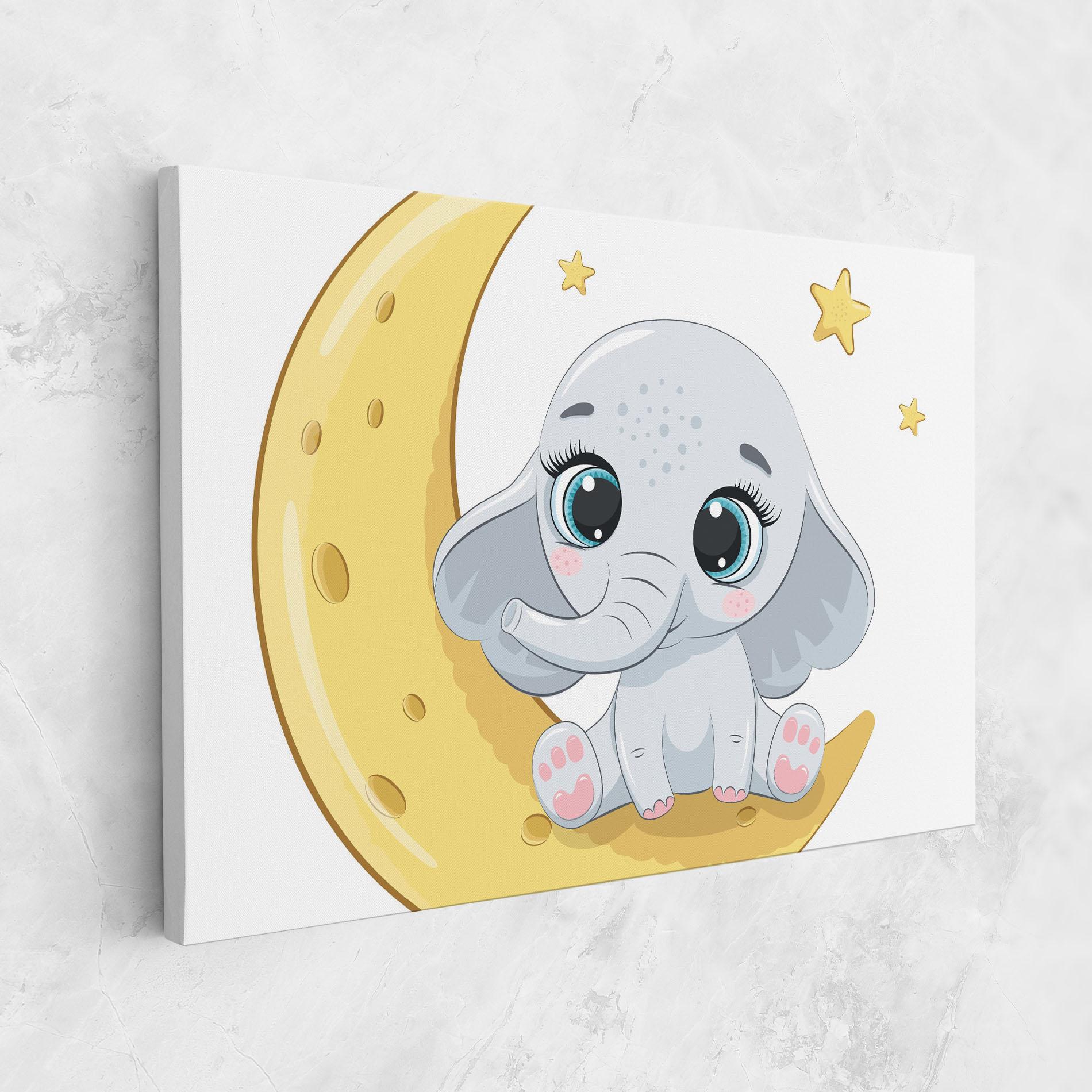 Tablou Canvas Cute Elephant Moon mockup 1