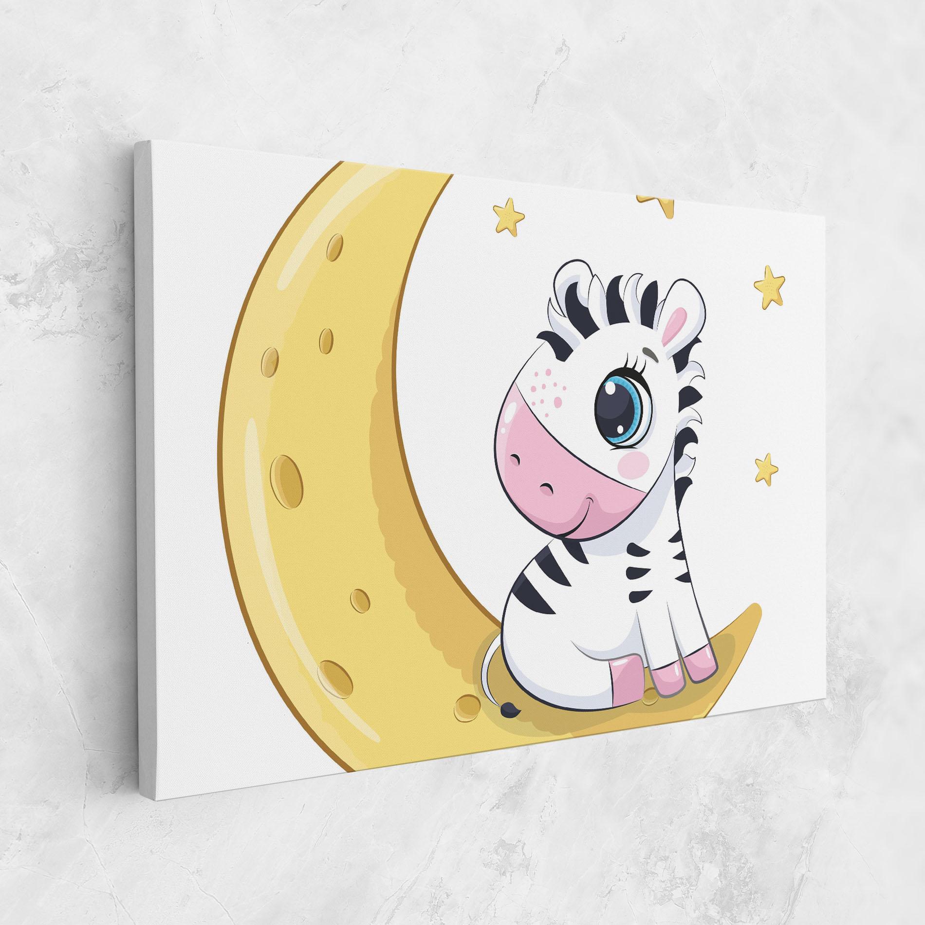 Tablou Canvas Cute Zebra Moon mockup 1