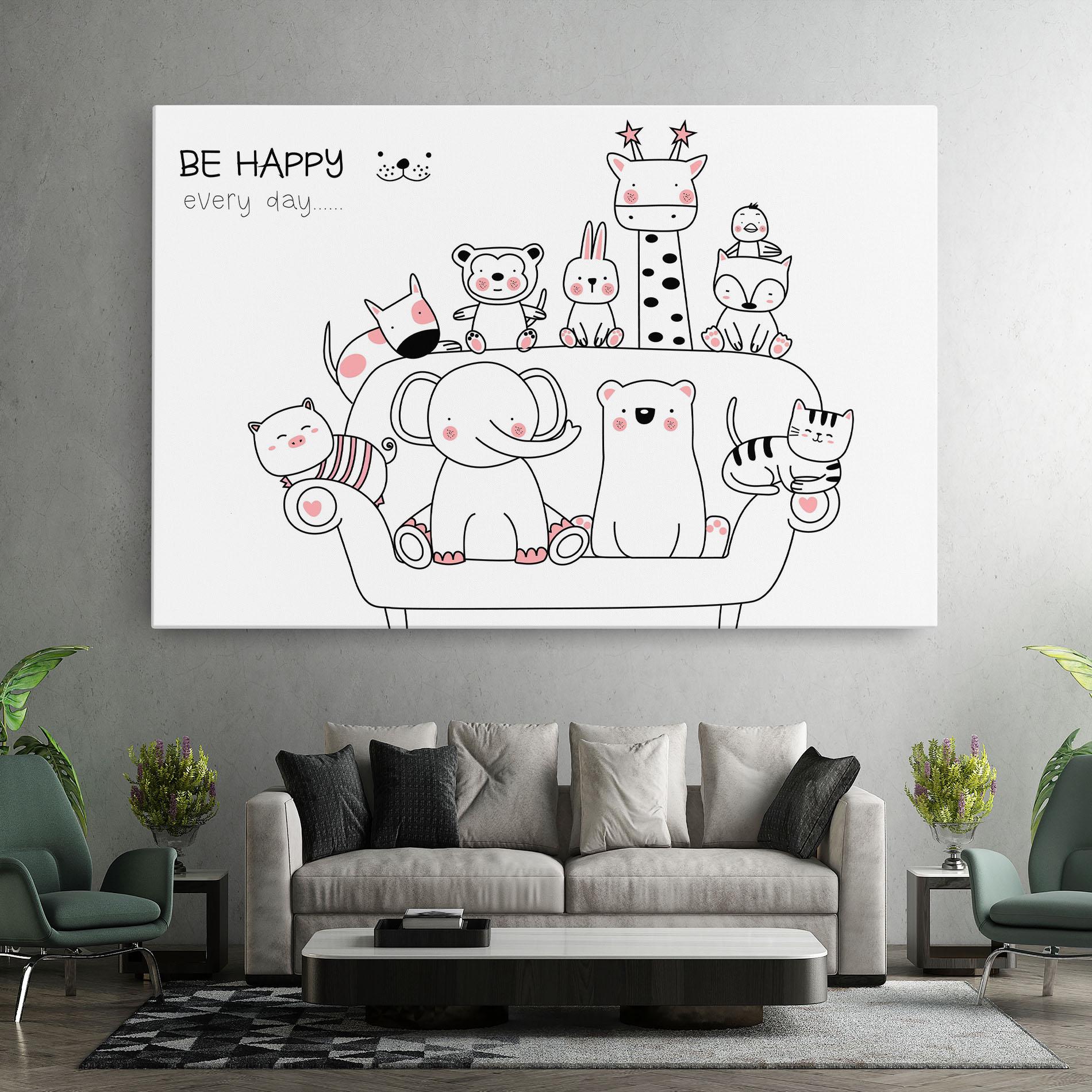 Tablou Canvas Be Happy Animals mockup 7