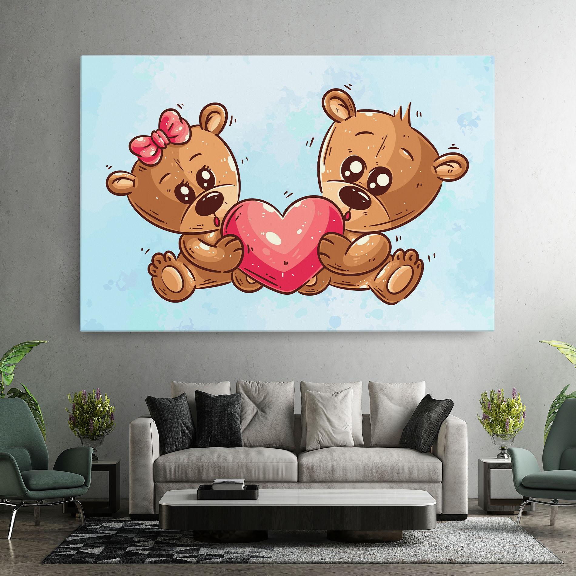Tablou Canvas Bear Holding Heart mockup 7