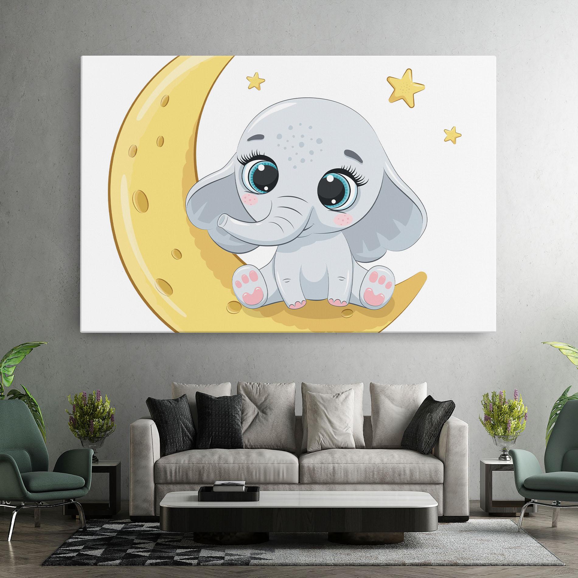 Tablou Canvas Cute Elephant Moon mockup 7