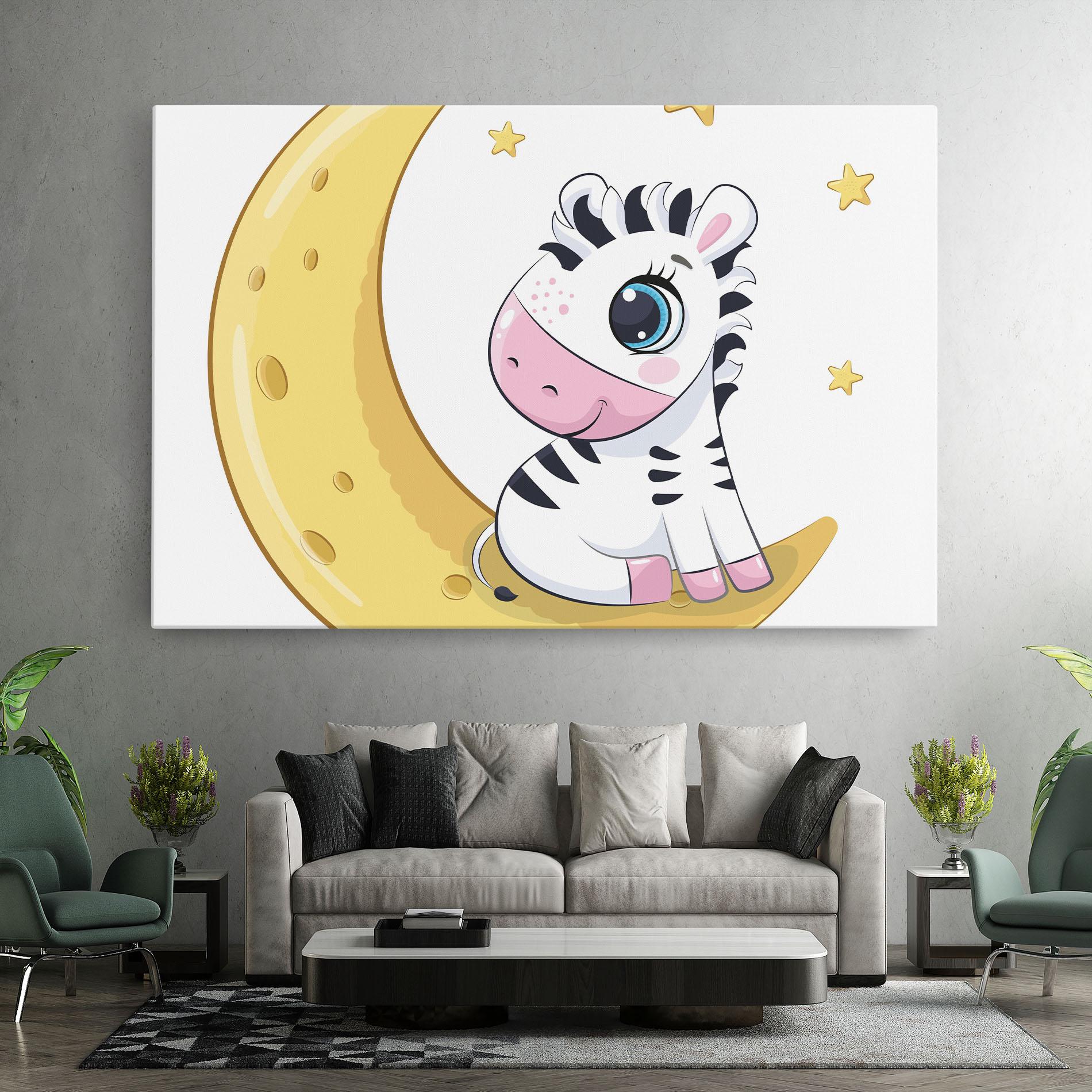 Tablou Canvas Cute Zebra Moon mockup 7