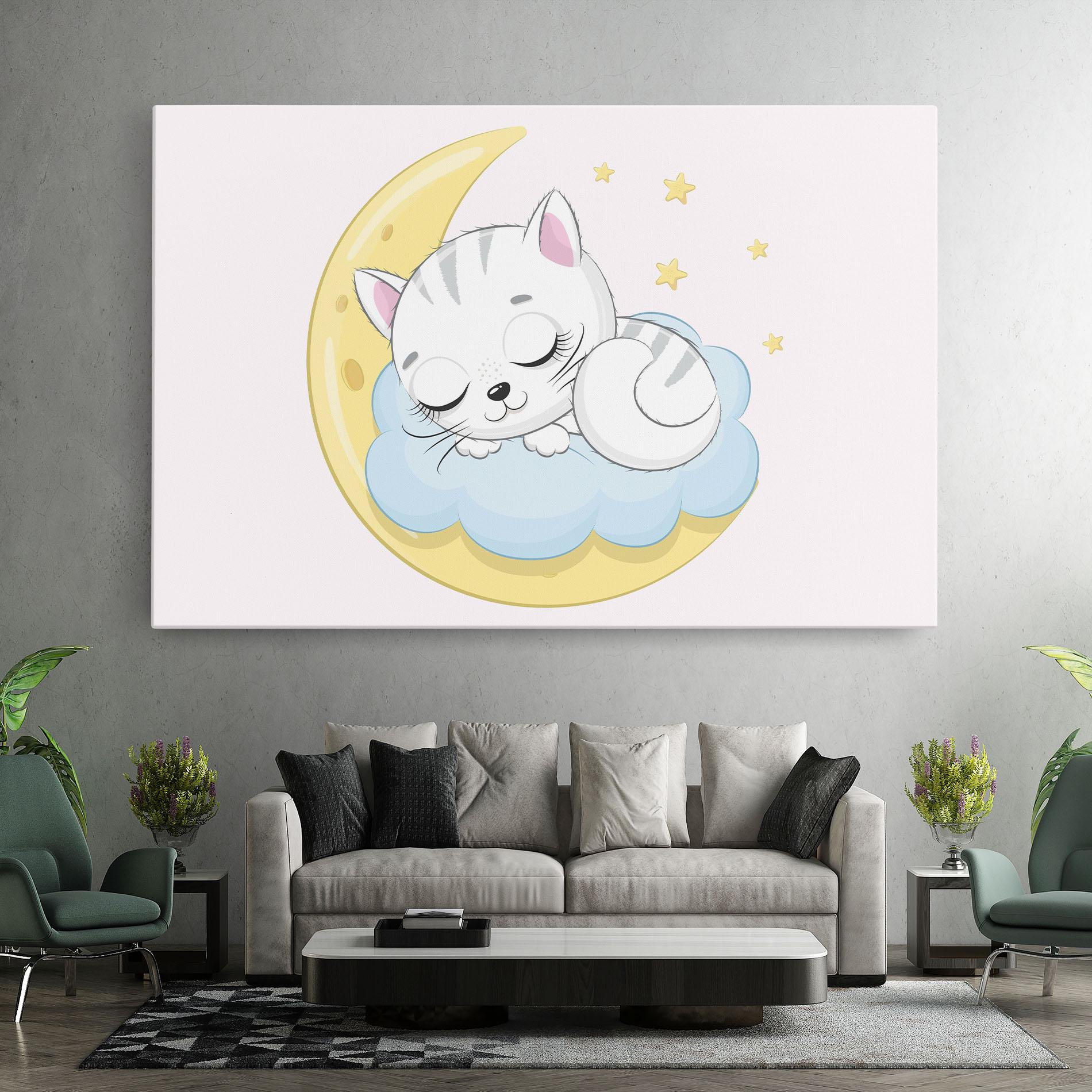 Tablou Canvas Moon Cat Sleeping mockup 7