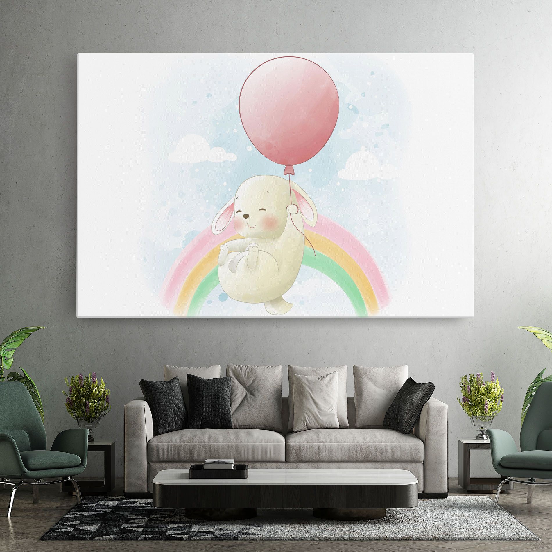 Rainbow Bunny Art mockup 7