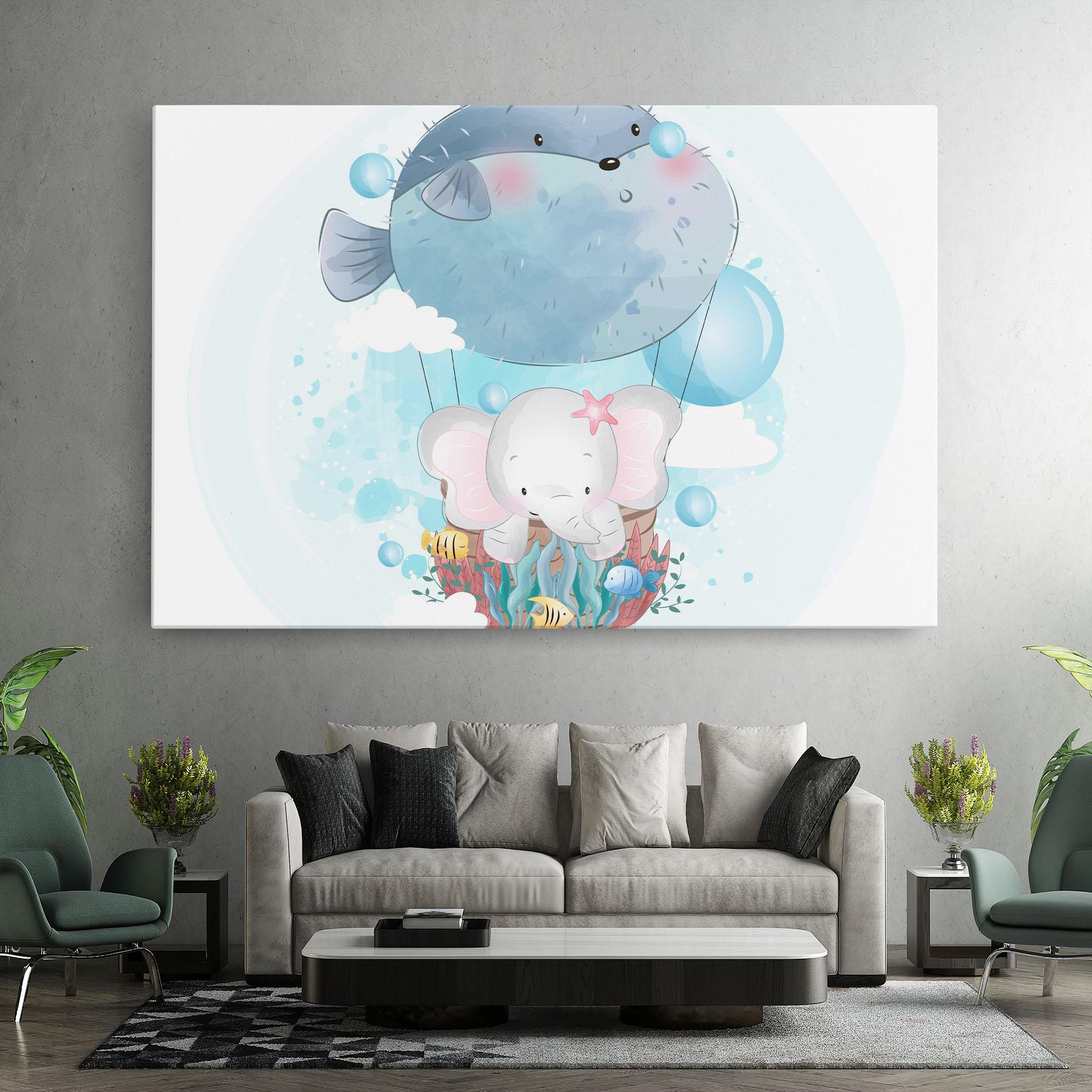 Tablou Canvas Swiming Elephant mockup 7