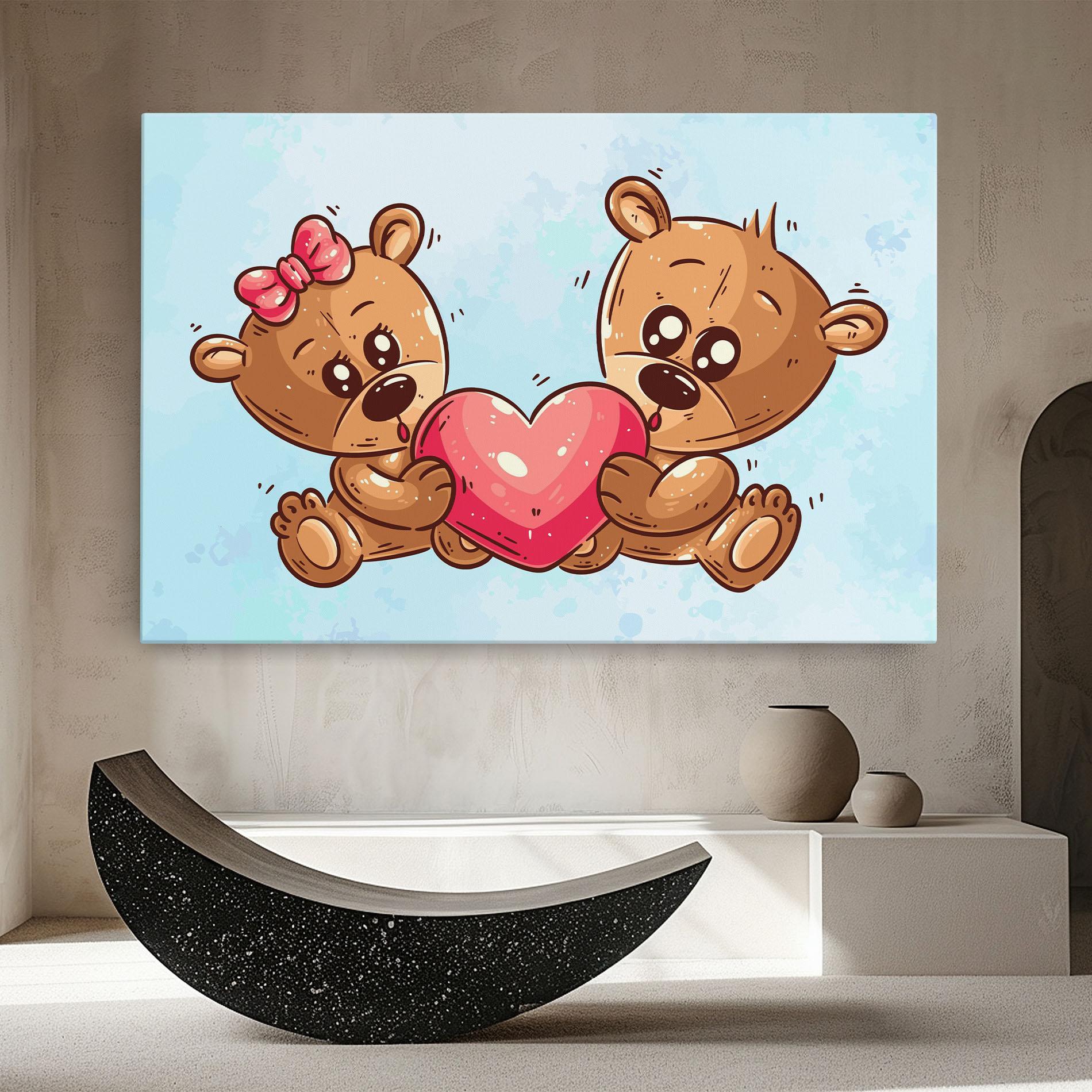 Tablou Canvas Bear Holding Heart mockup 8