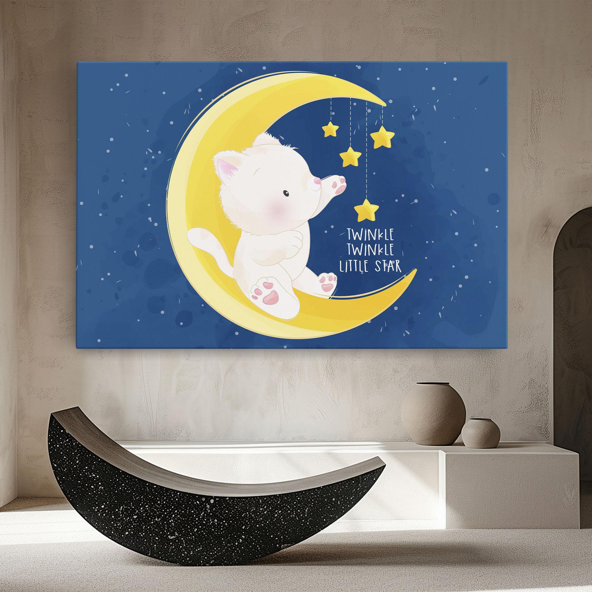 Tablou Canvas Cat Moon Star mockup 8