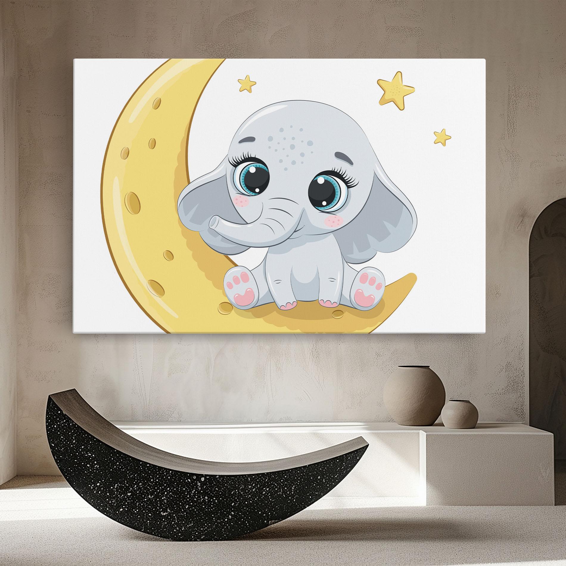 Tablou Canvas Cute Elephant Moon mockup 8
