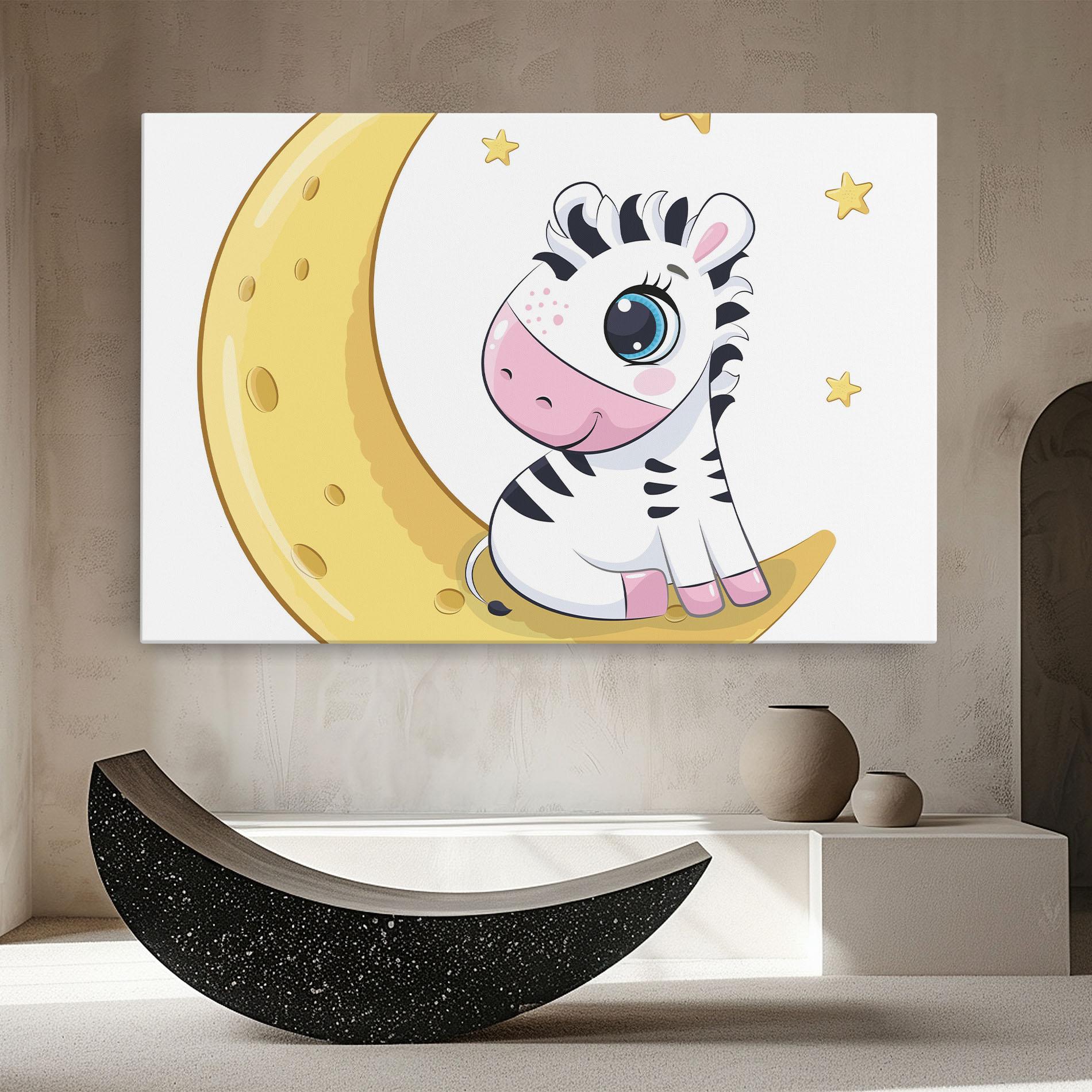 Tablou Canvas Cute Zebra Moon mockup 8