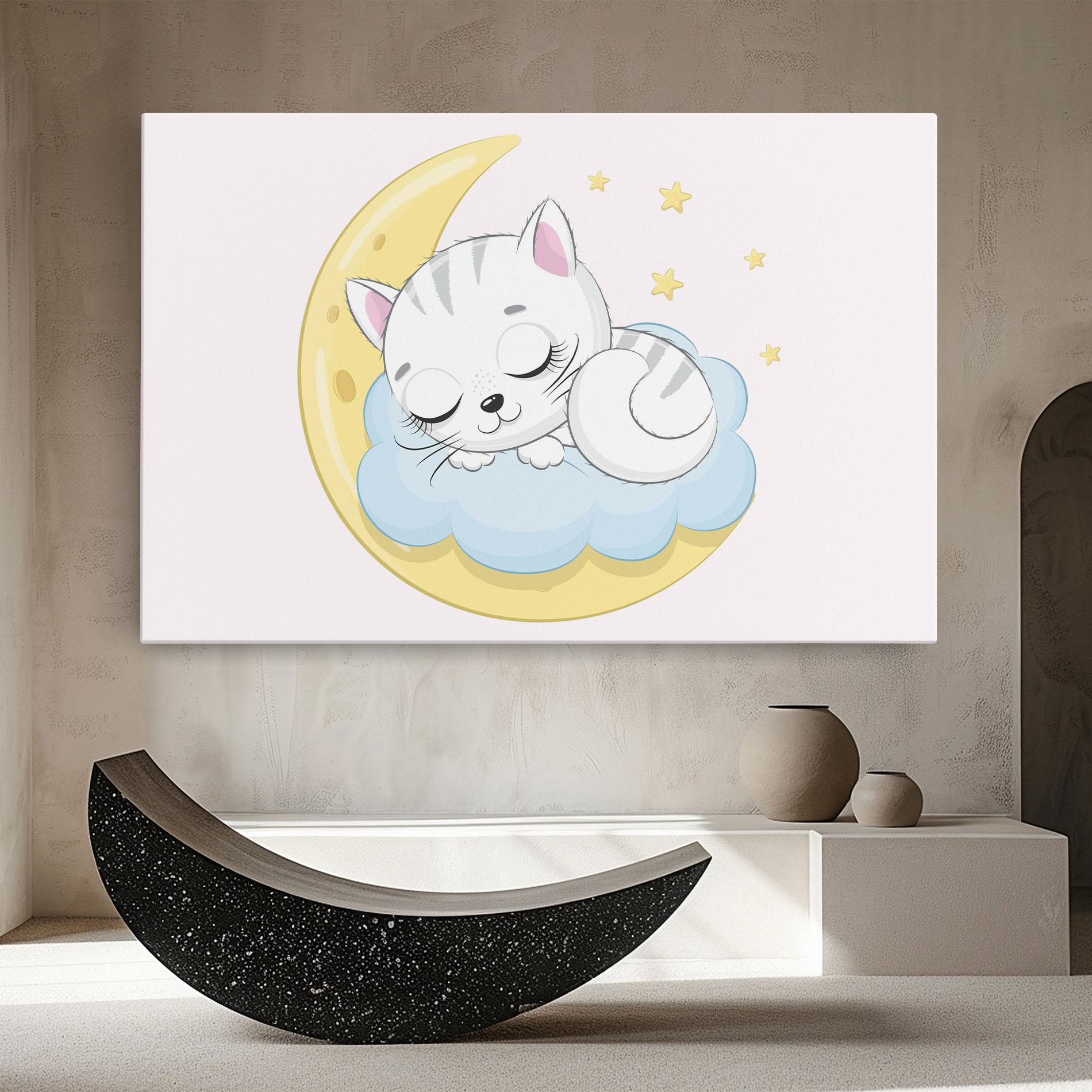 Tablou Canvas Moon Cat Sleeping mockup 8