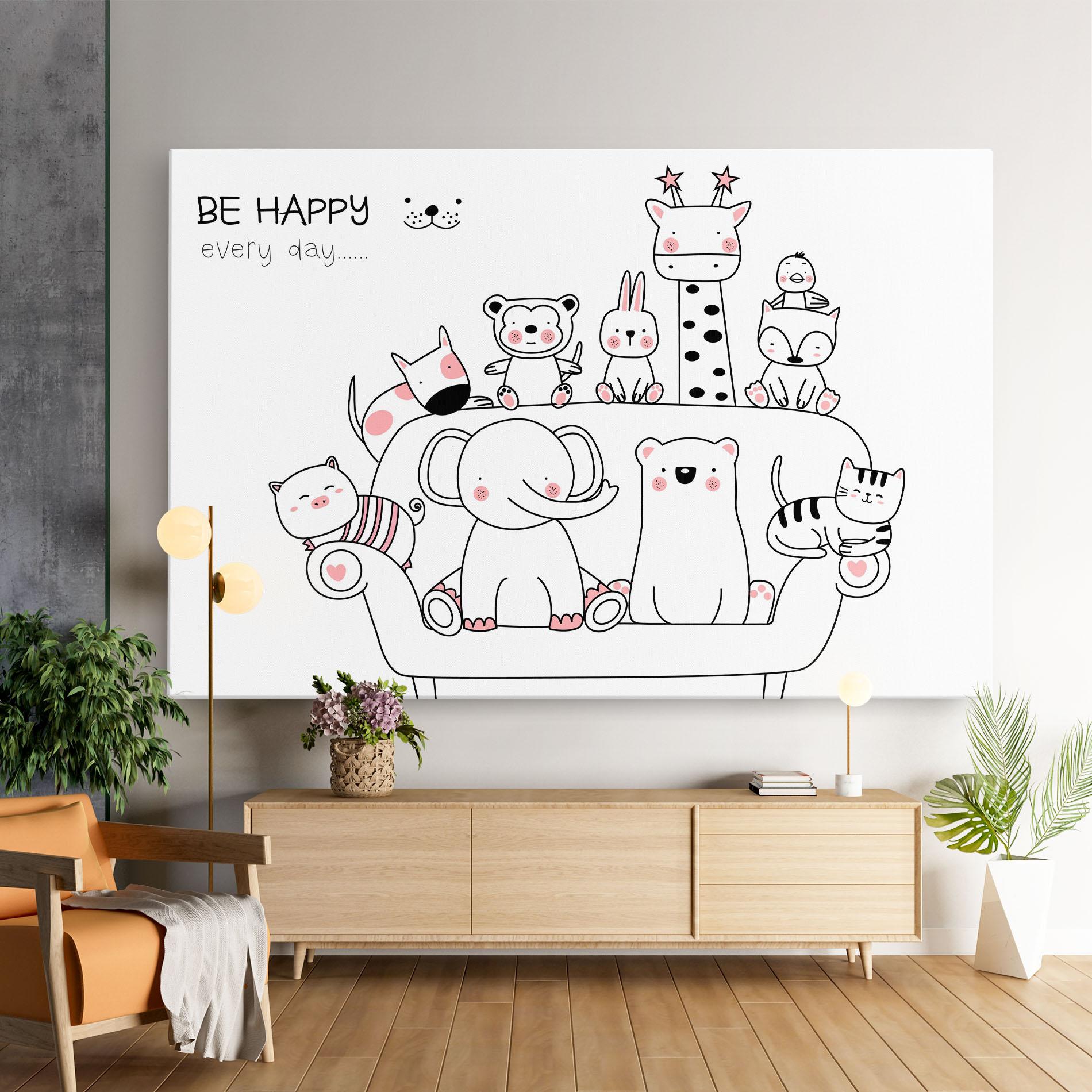 Tablou Canvas Be Happy Animals mockup 9