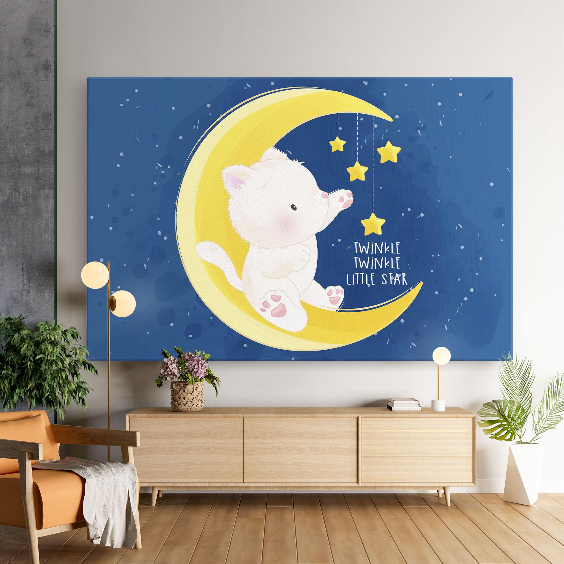 Tablou Canvas Cat Moon Star mockup 9