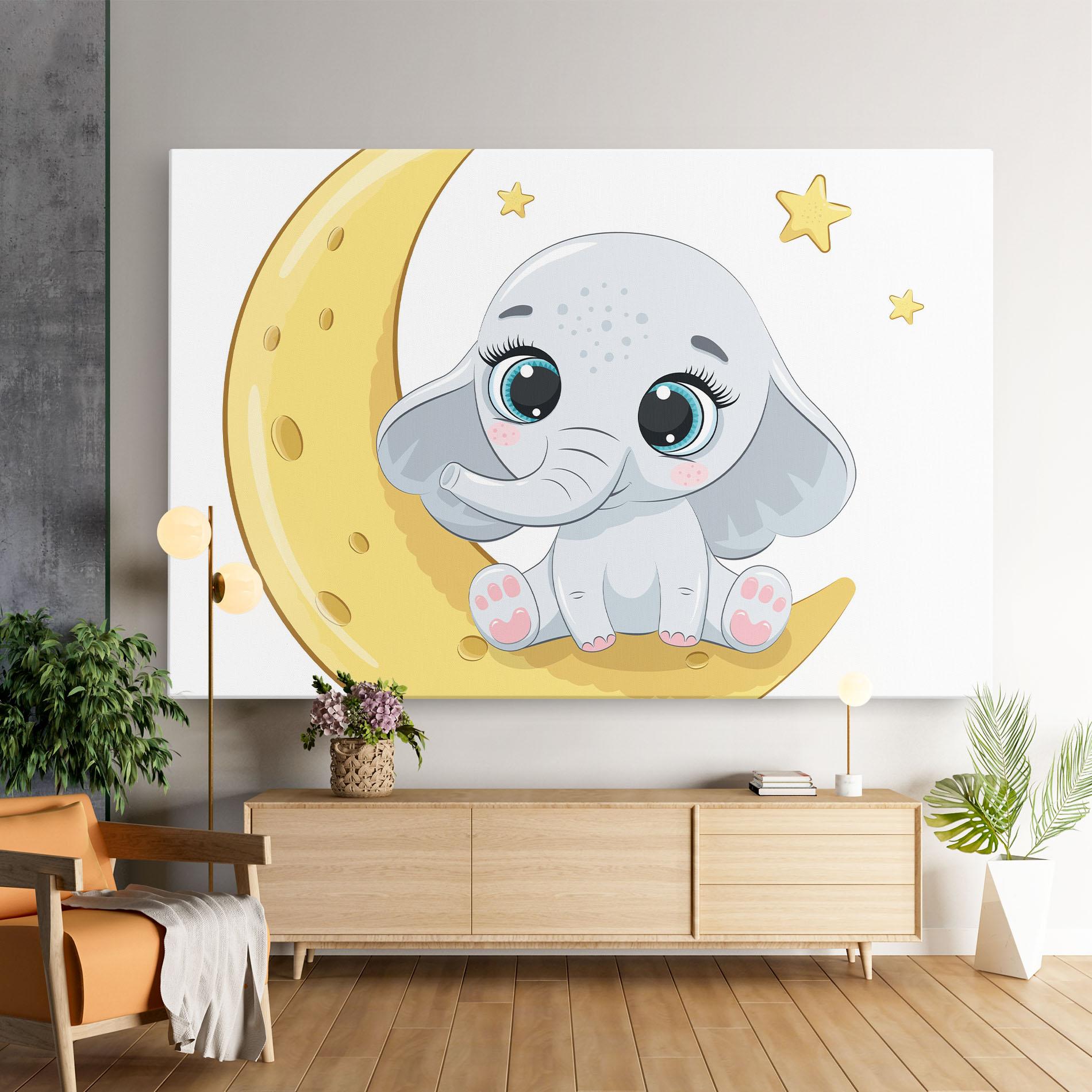 Tablou Canvas Cute Elephant Moon mockup 9
