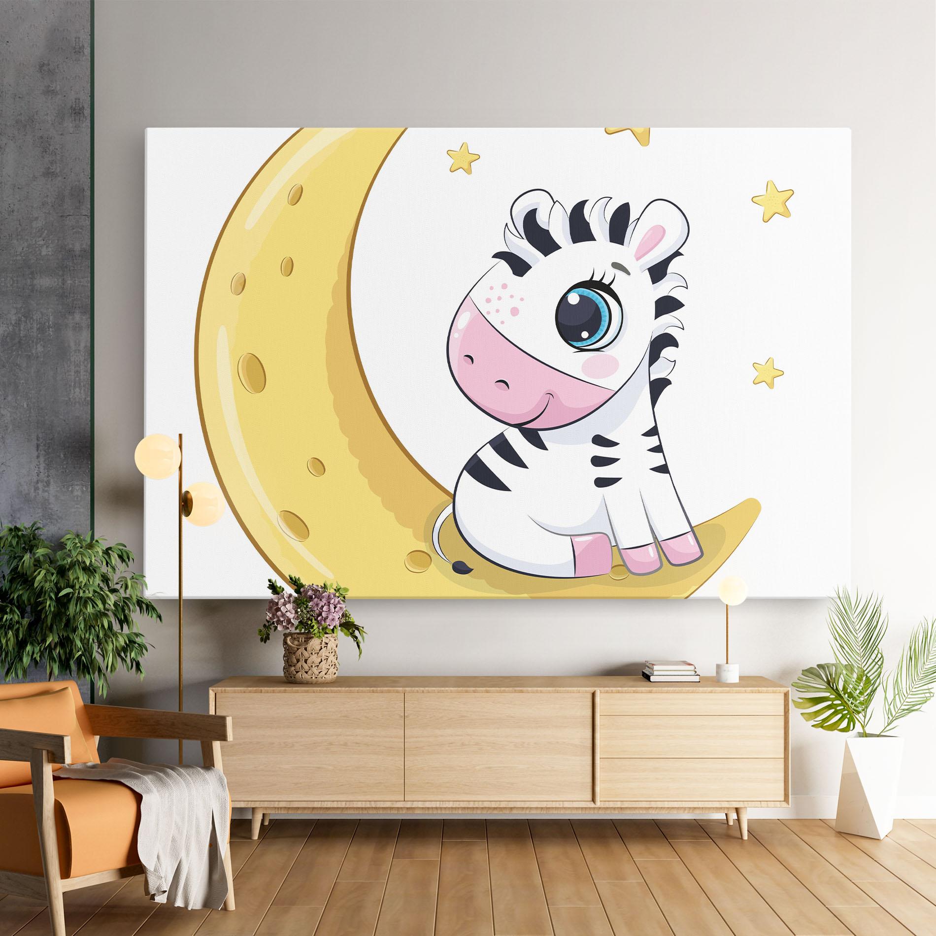 Tablou Canvas Cute Zebra Moon mockup 9