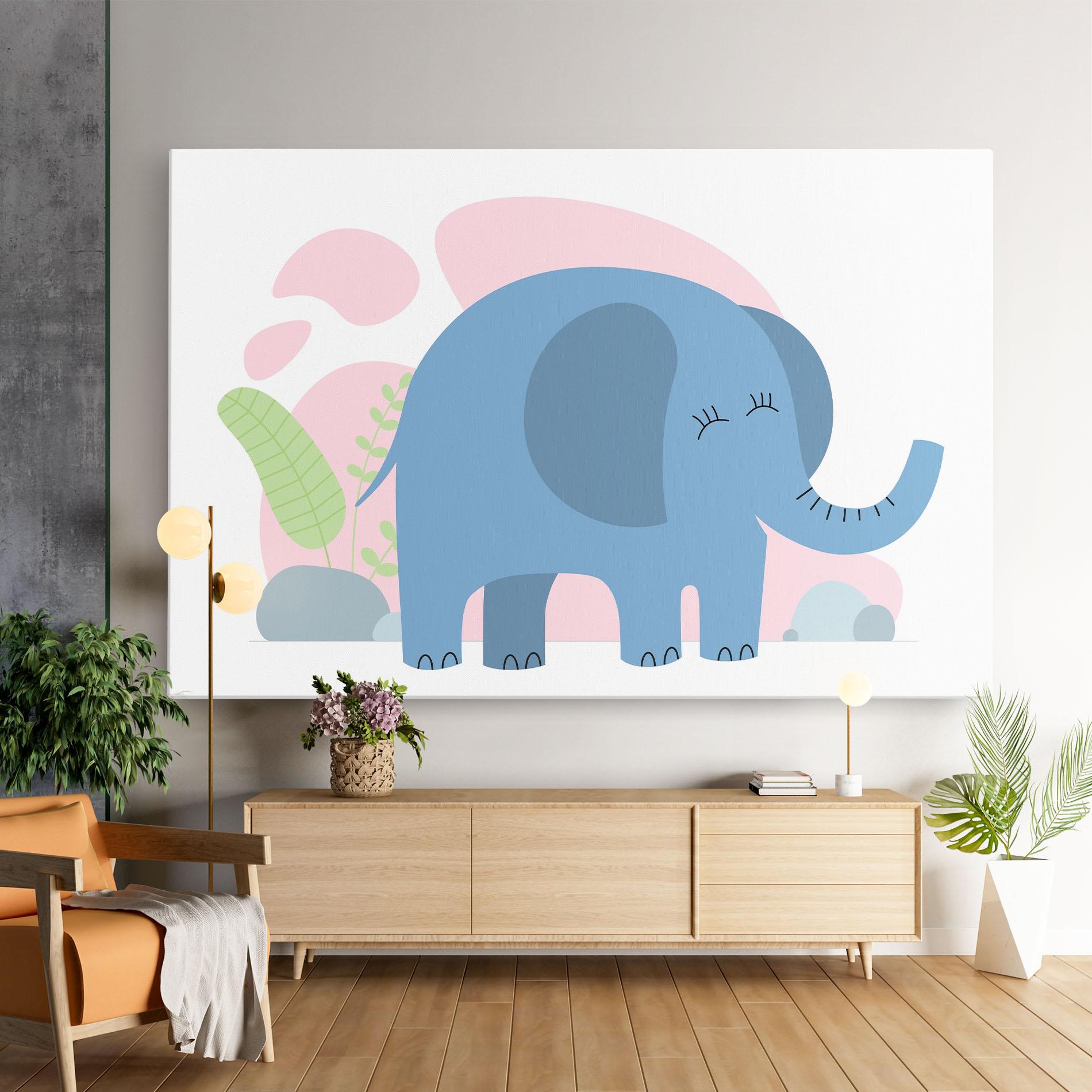 Tablou Canvas Leaf Cute Elephant mockup 9