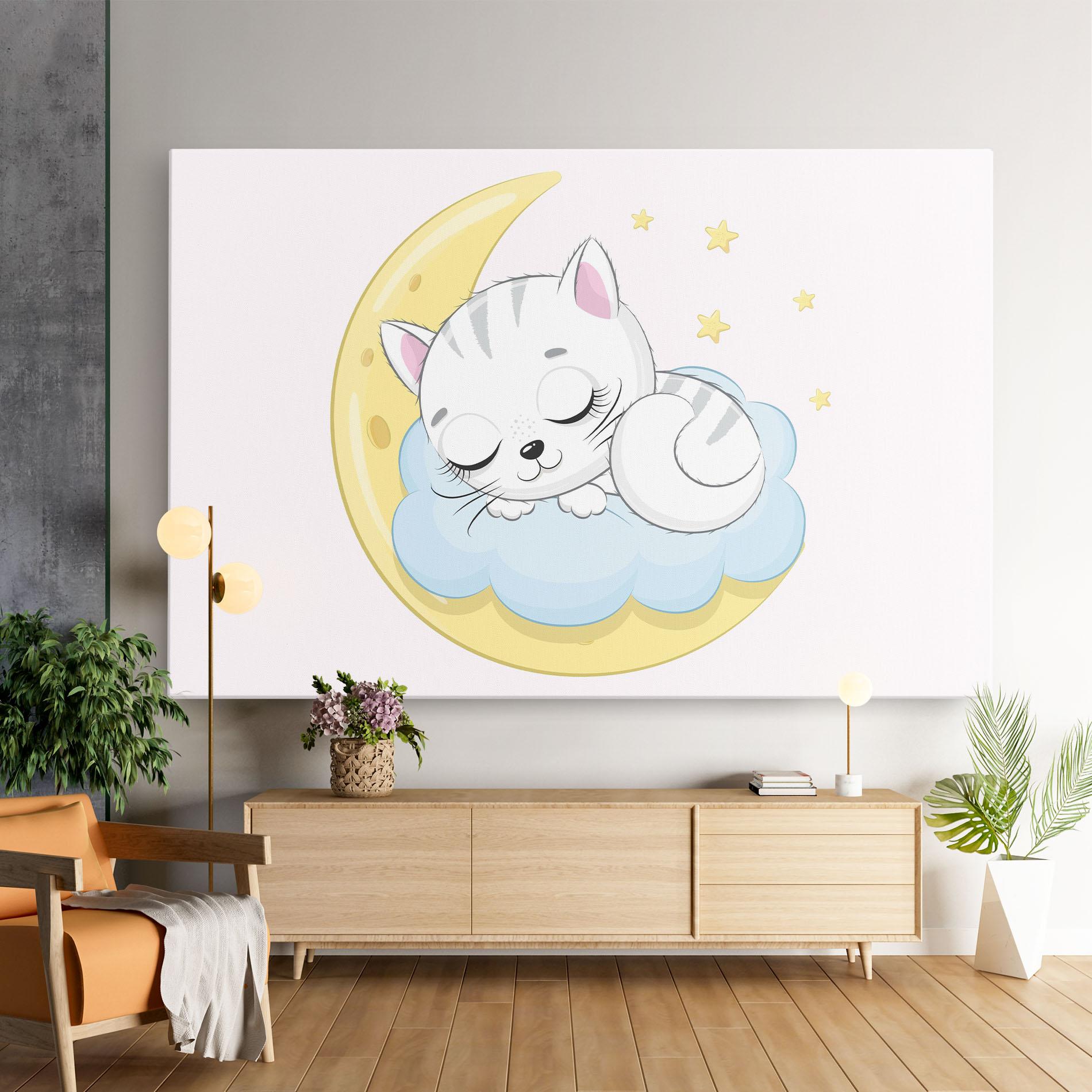 Tablou Canvas Moon Cat Sleeping mockup 9