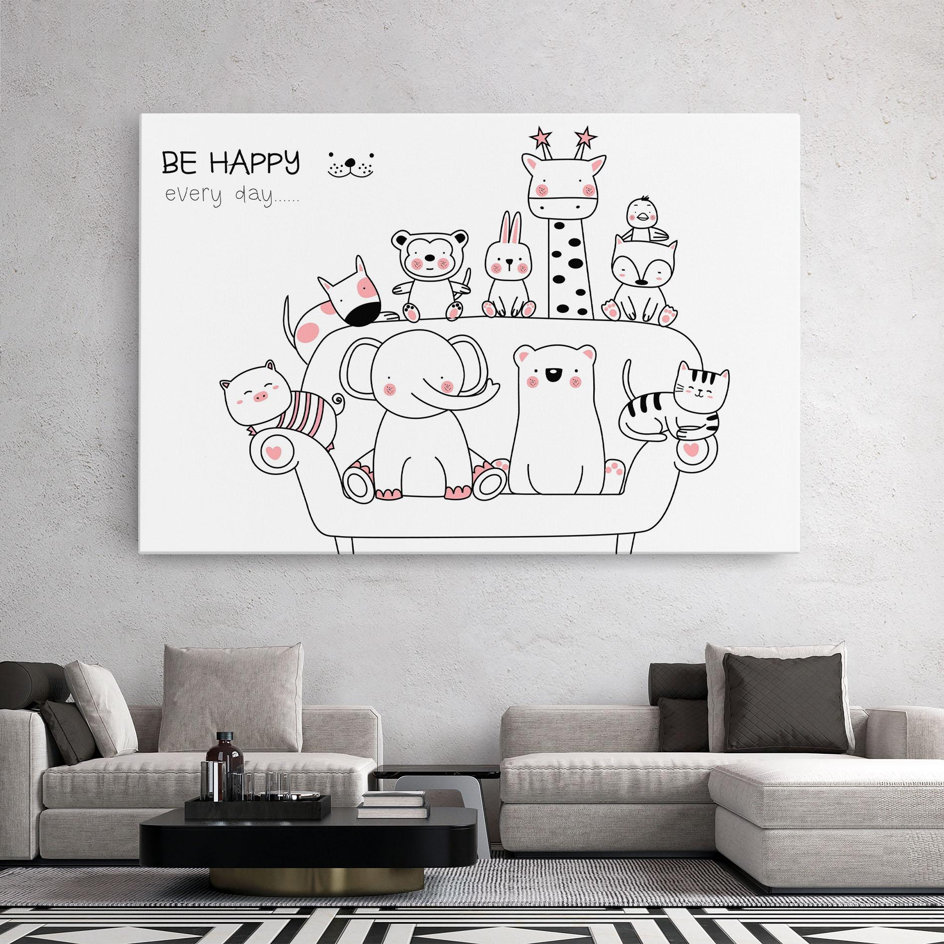 Tablou Canvas Be Happy Animals mockup 2