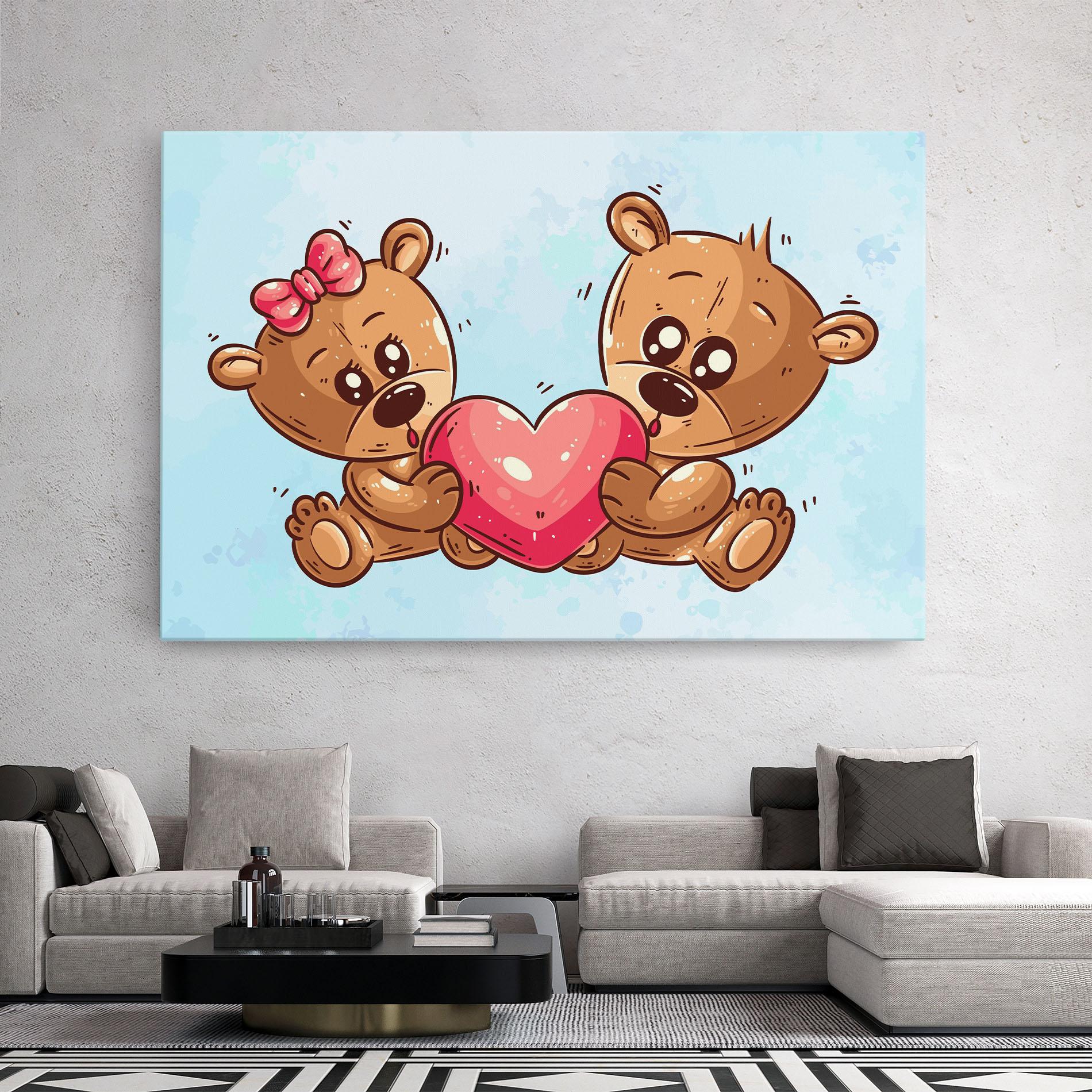 Tablou Canvas Bear Holding Heart mockup 2