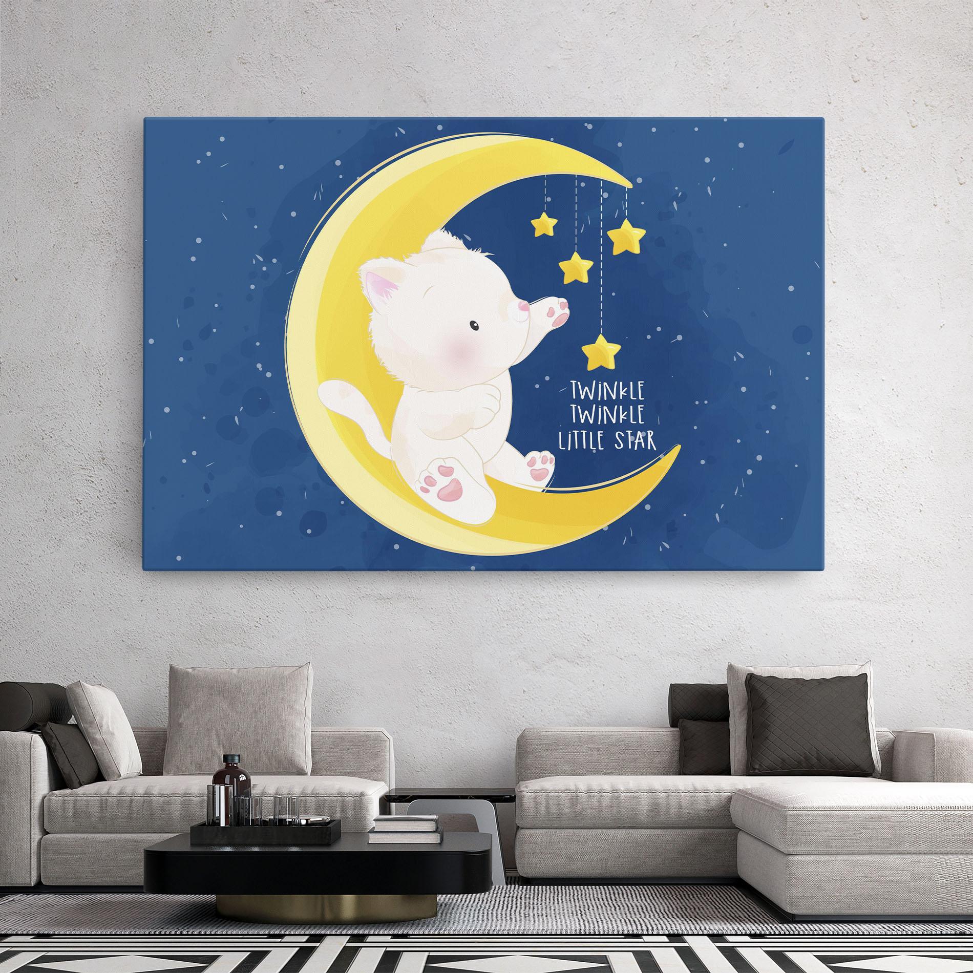 Tablou Canvas Cat Moon Star mockup 2