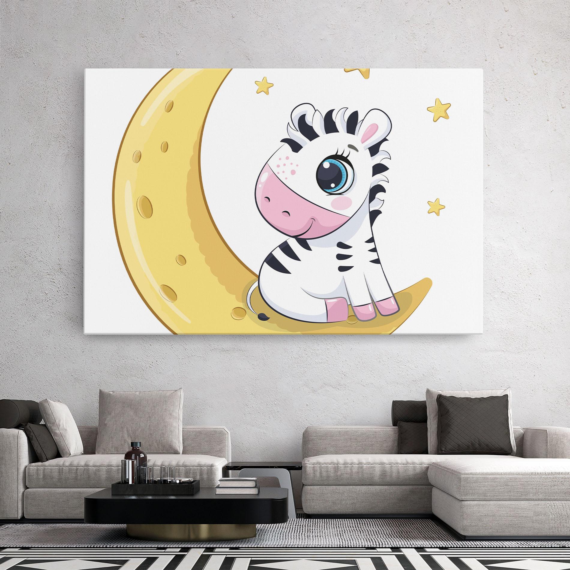 Tablou Canvas Cute Zebra Moon mockup 2