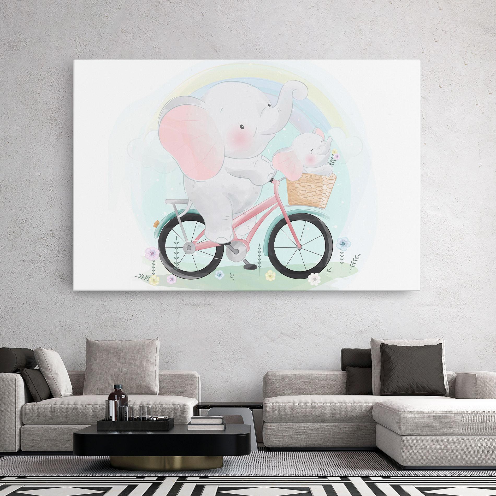 Tablou Canvas Elephant Bike mockup 2