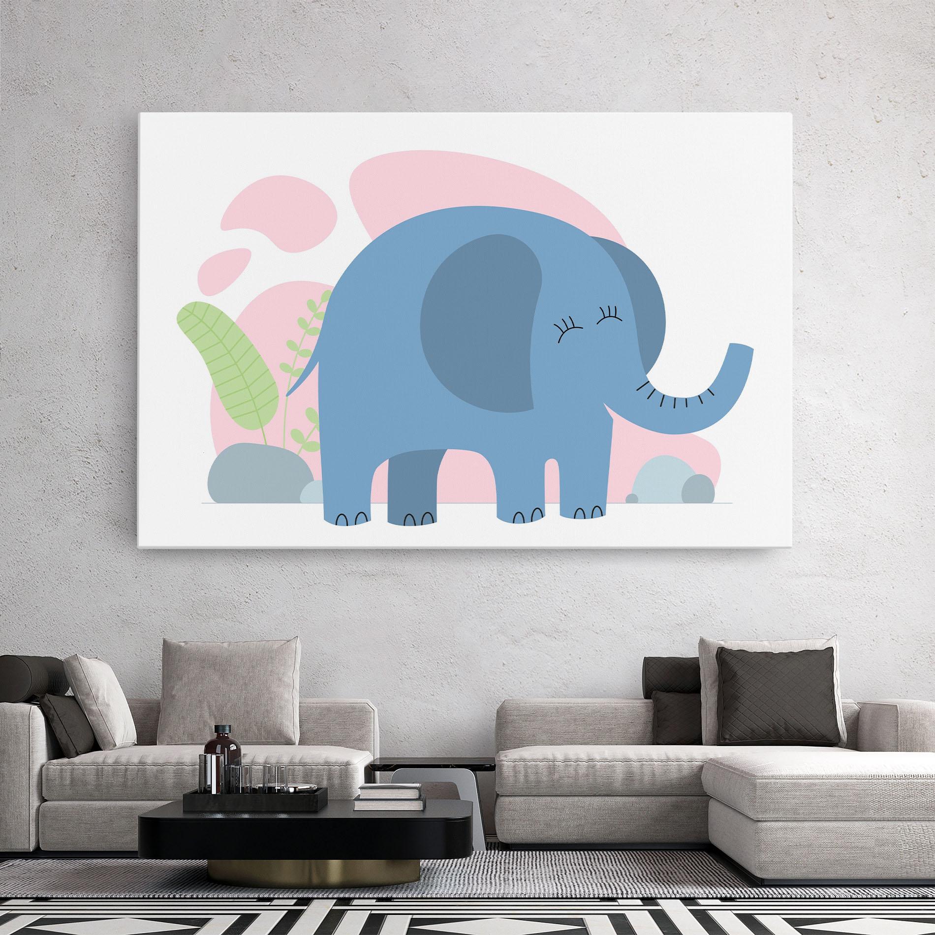 Tablou Canvas Leaf Cute Elephant mockup 2