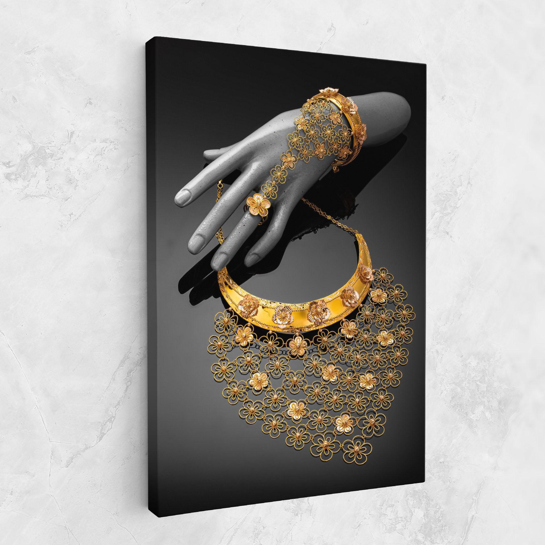 Tablou Canvas Golden Jewelery Set mockup 1
