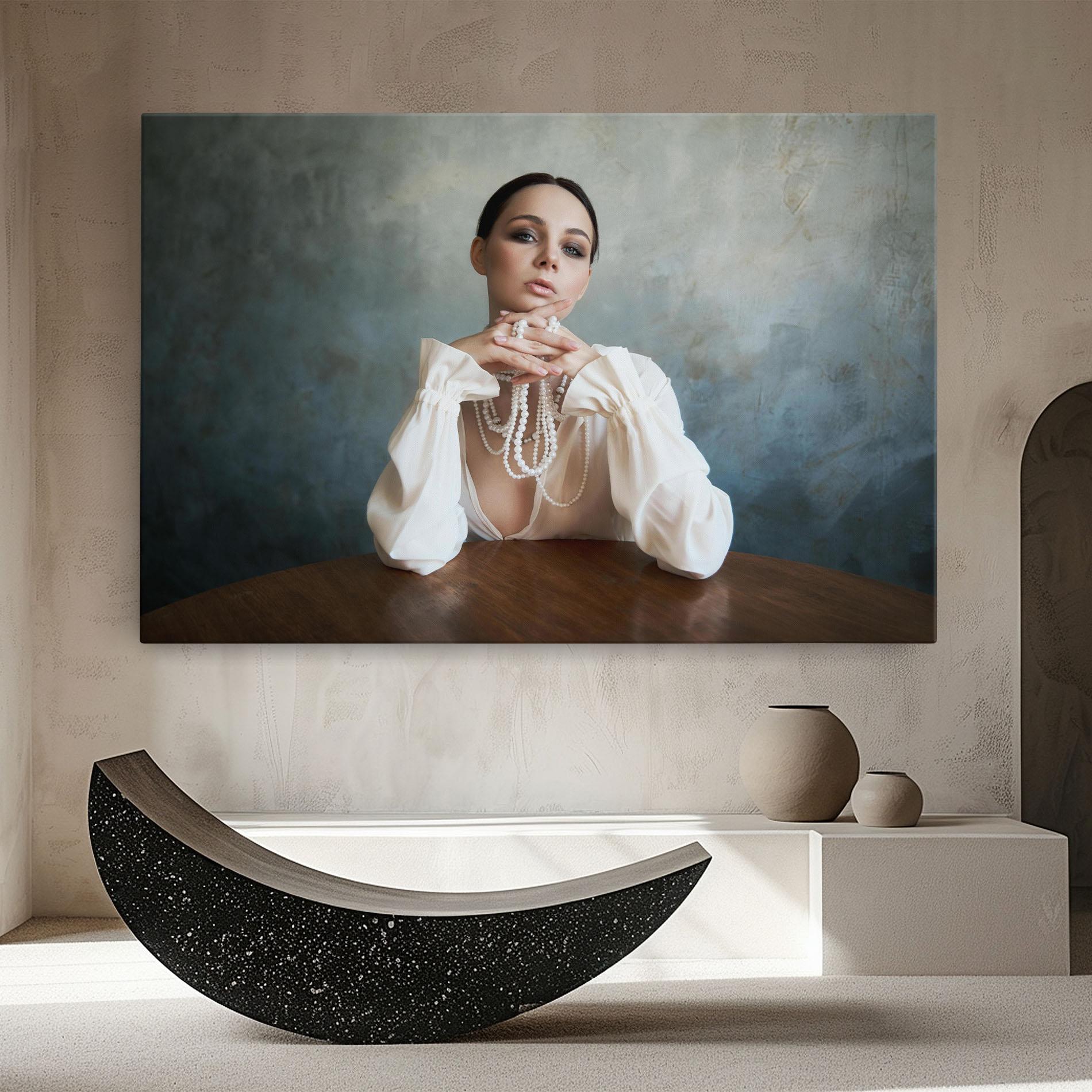 Tablou Canvas Girl White Pearls mockup 8