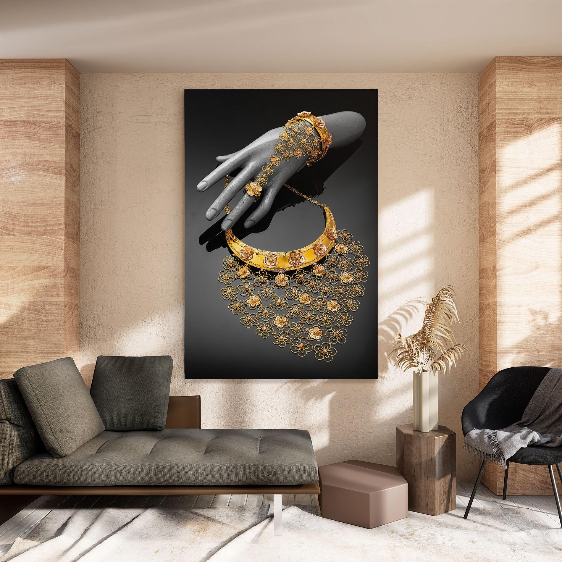 Tablou Canvas Golden Jewelery Set mockup 8