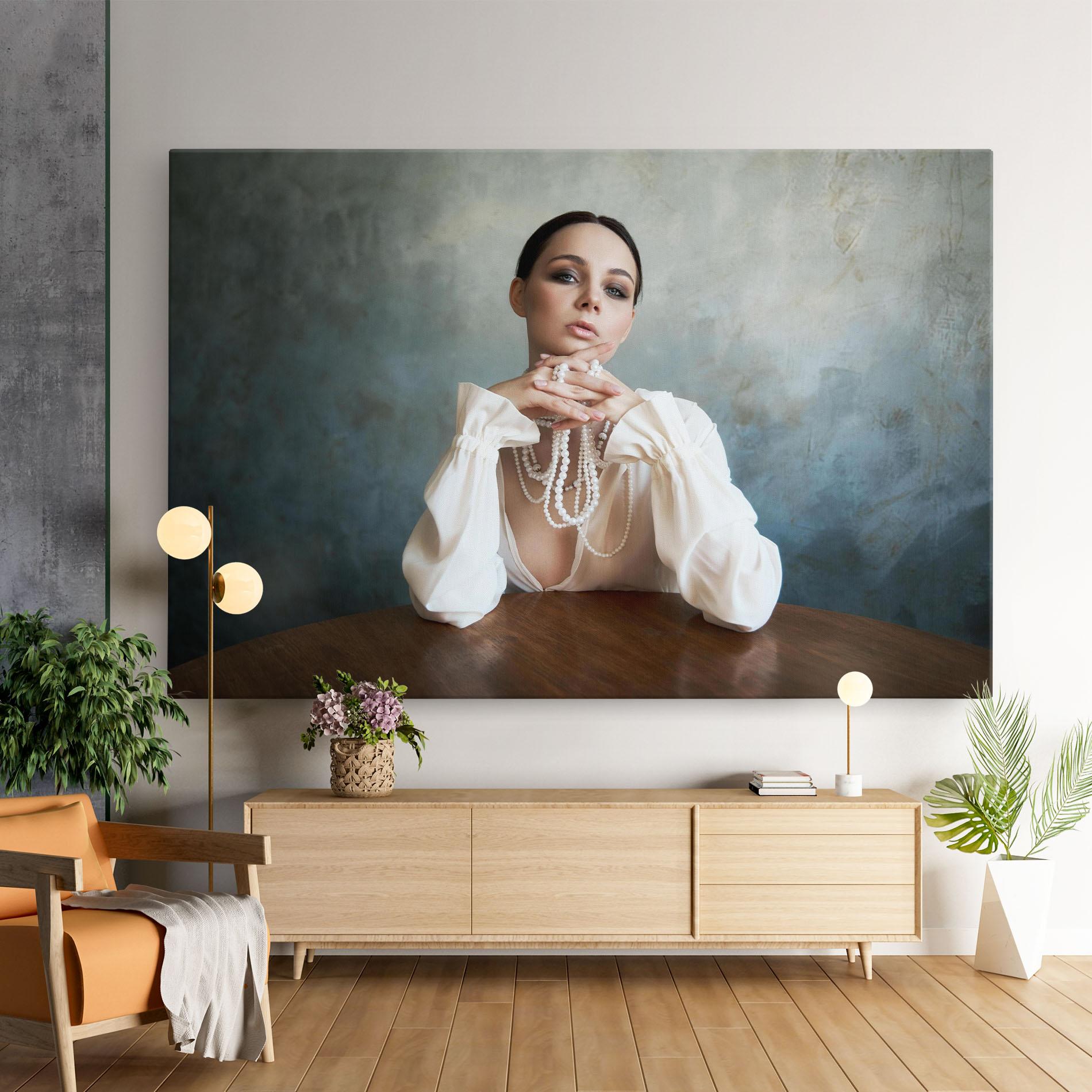 Tablou Canvas Girl White Pearls mockup 9