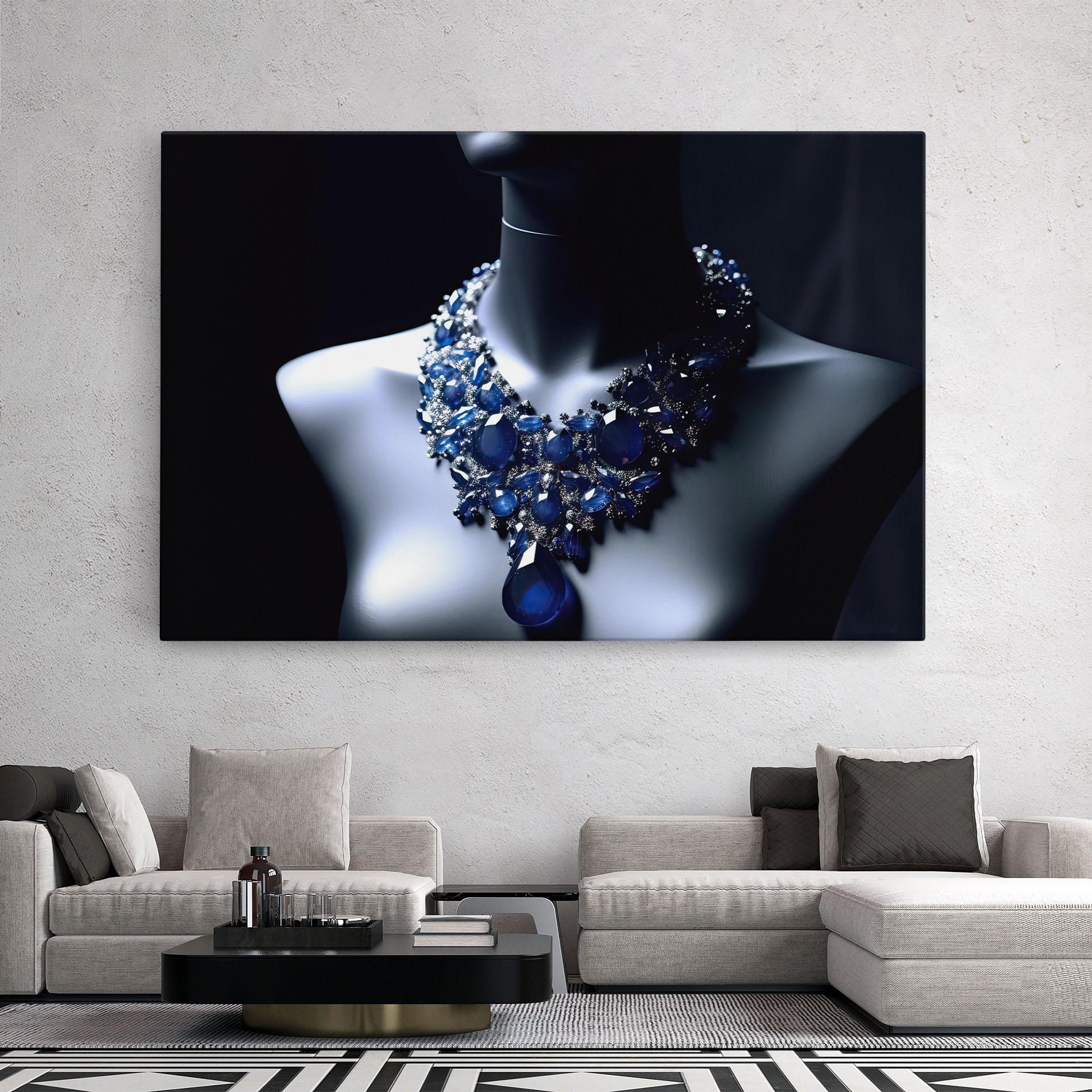 Tablou Canvas Blue Diamonds Necklace mockup 2